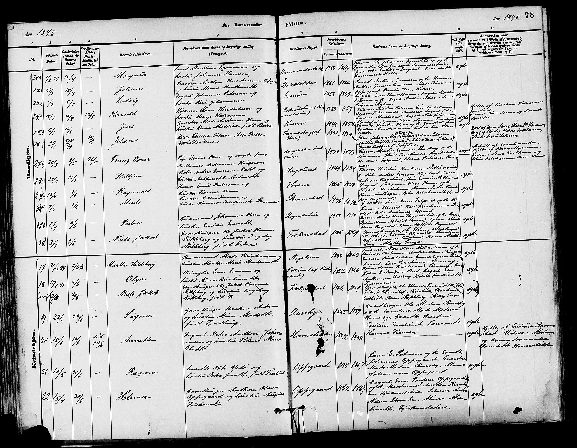 Østre Toten prestekontor, AV/SAH-PREST-104/H/Ha/Haa/L0007: Parish register (official) no. 7, 1881-1896, p. 78