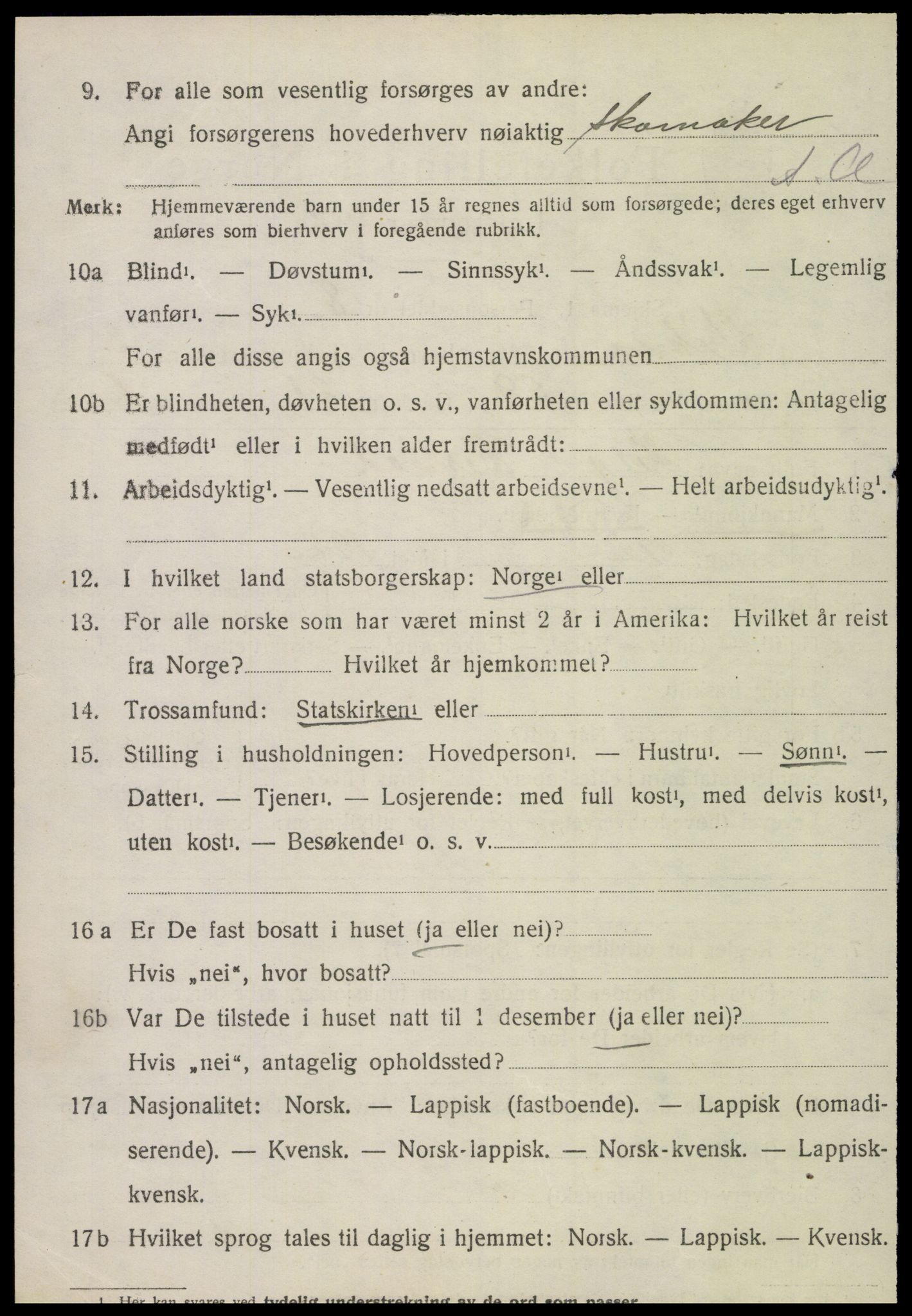 SAT, 1920 census for Vikna, 1920, p. 4136