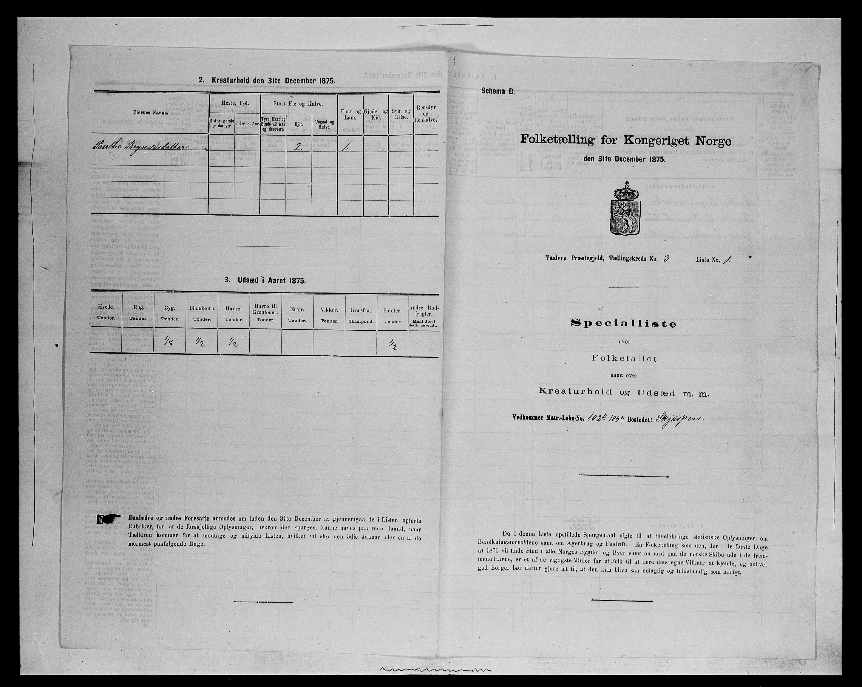 SAH, 1875 census for 0426P Våler parish (Hedmark), 1875, p. 394