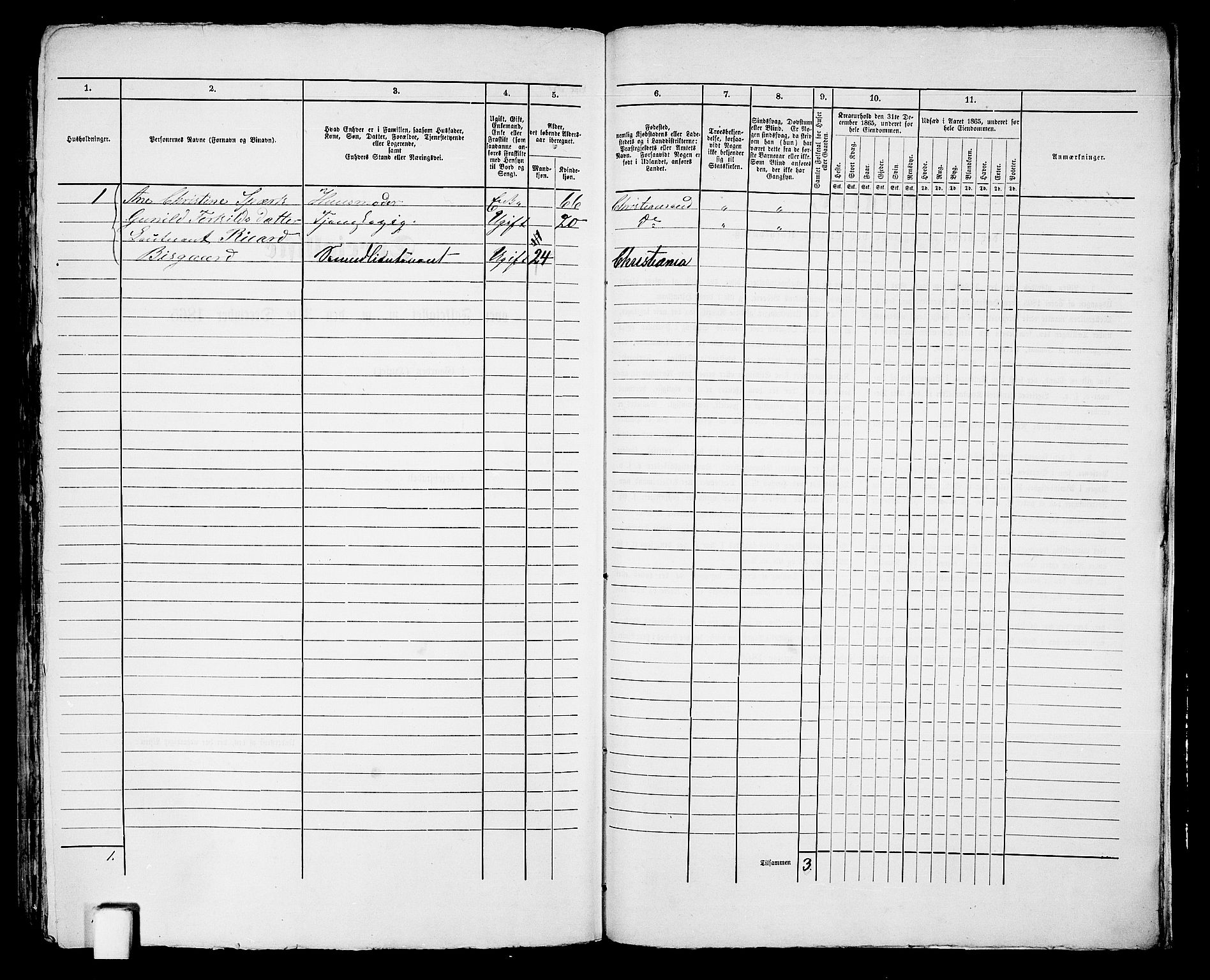 RA, 1865 census for Kristiansand, 1865, p. 1526