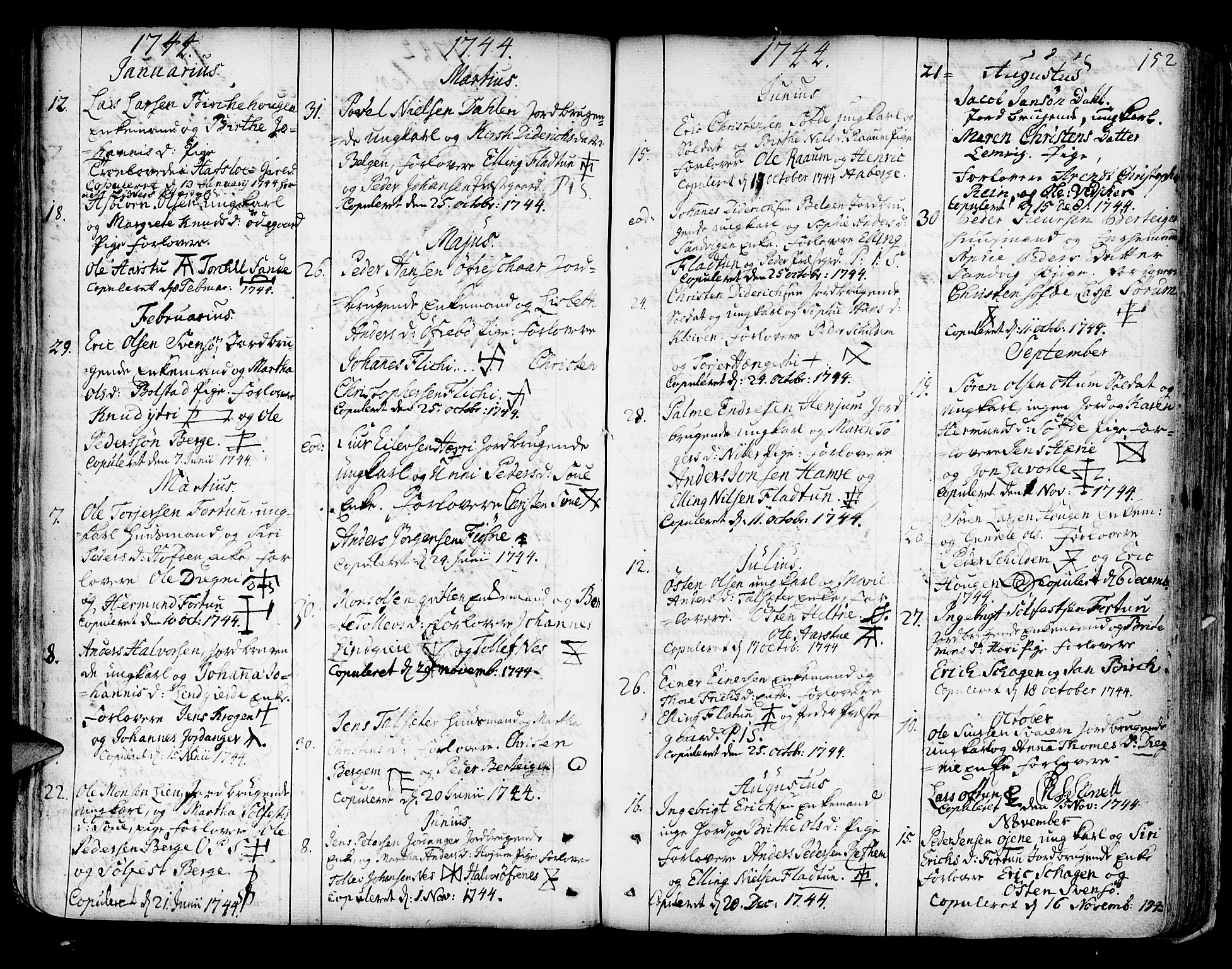 Luster sokneprestembete, SAB/A-81101/H/Haa/Haaa/L0001: Parish register (official) no. A 1, 1731-1803, p. 152