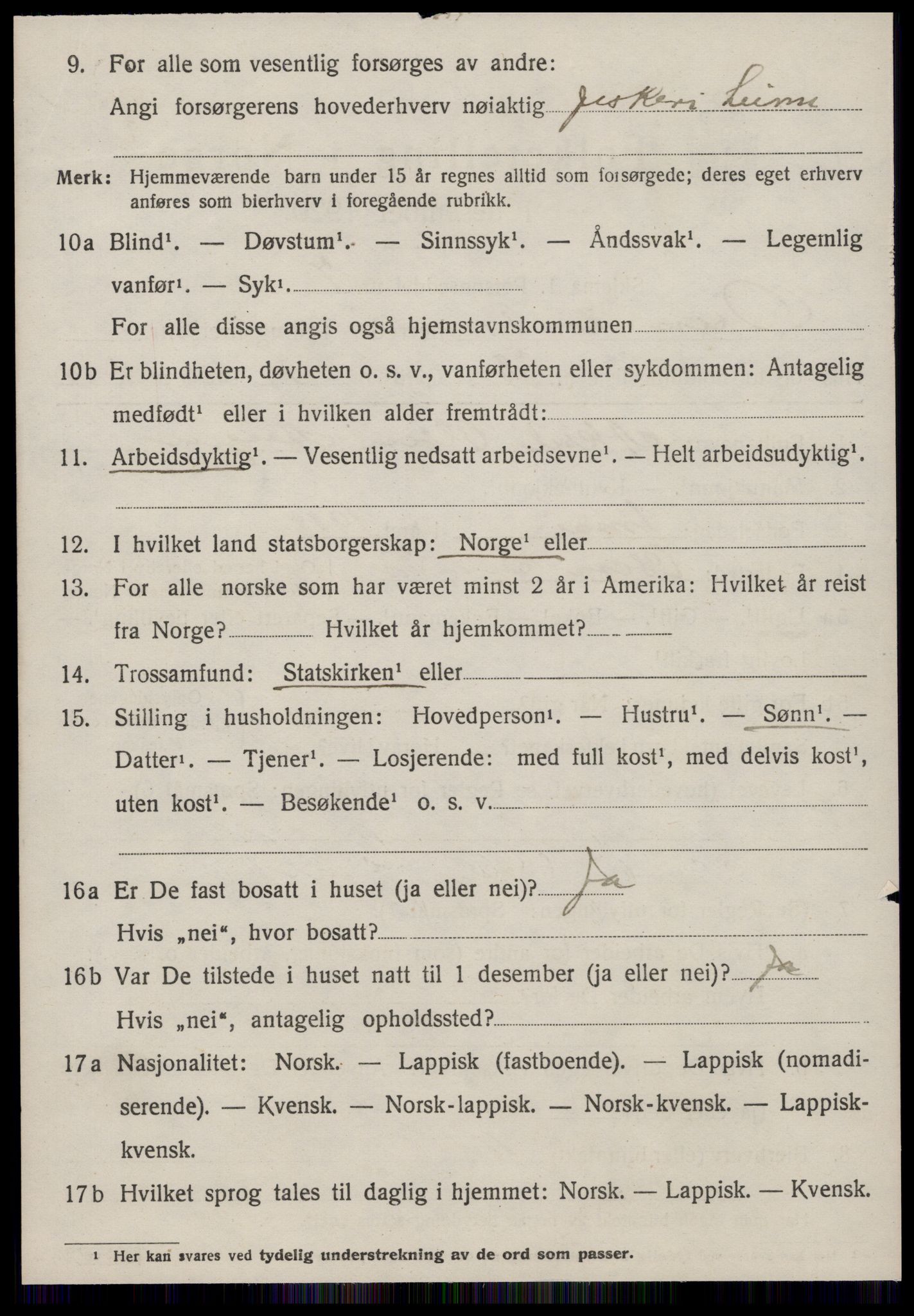 SAT, 1920 census for Osen, 1920, p. 1160