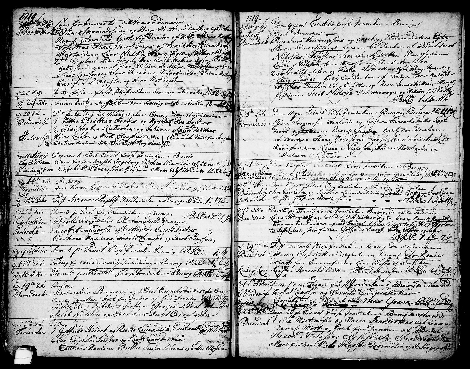 Brevik kirkebøker, SAKO/A-255/F/Fa/L0001: Parish register (official) no. 1, 1706-1719