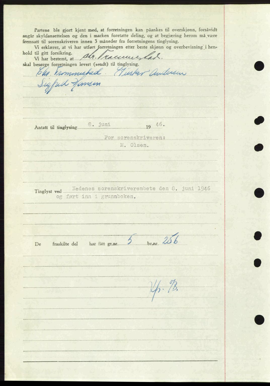 Nedenes sorenskriveri, AV/SAK-1221-0006/G/Gb/Gba/L0054: Mortgage book no. A6c, 1946-1946, Diary no: : 604/1946