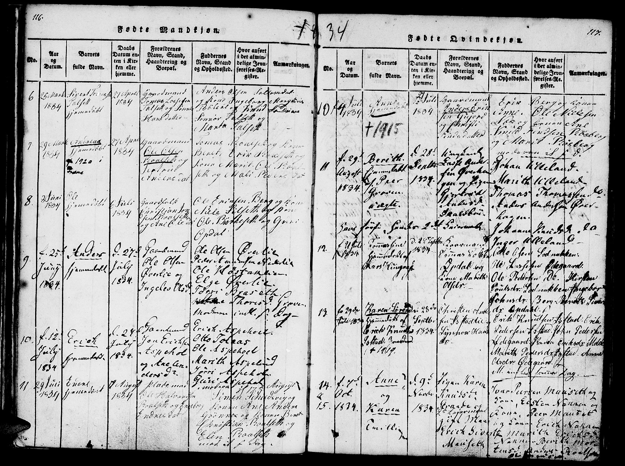 Ministerialprotokoller, klokkerbøker og fødselsregistre - Møre og Romsdal, AV/SAT-A-1454/557/L0679: Parish register (official) no. 557A01, 1818-1843, p. 116-117