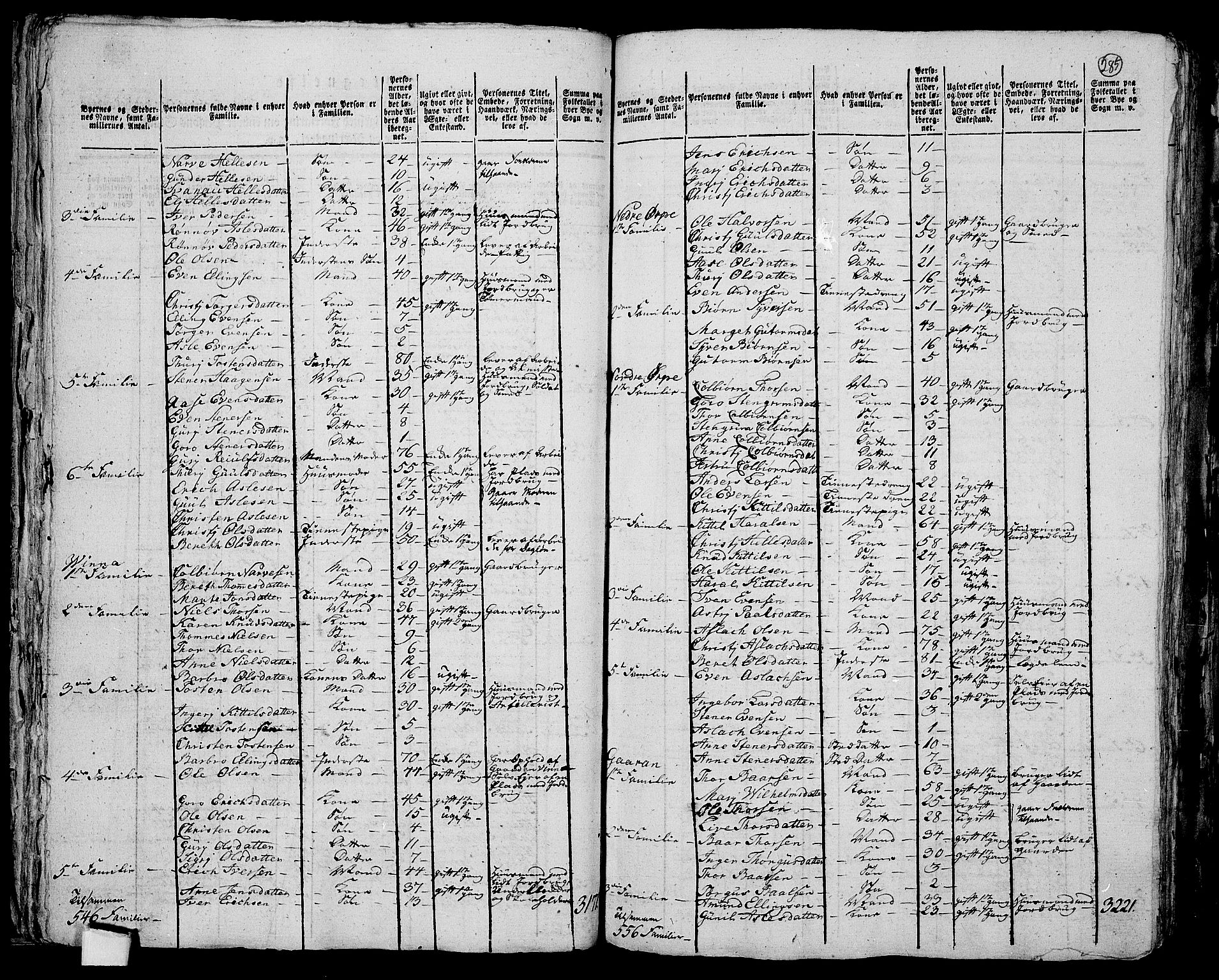 RA, 1801 census for 0621P Sigdal, 1801, p. 284b-285a