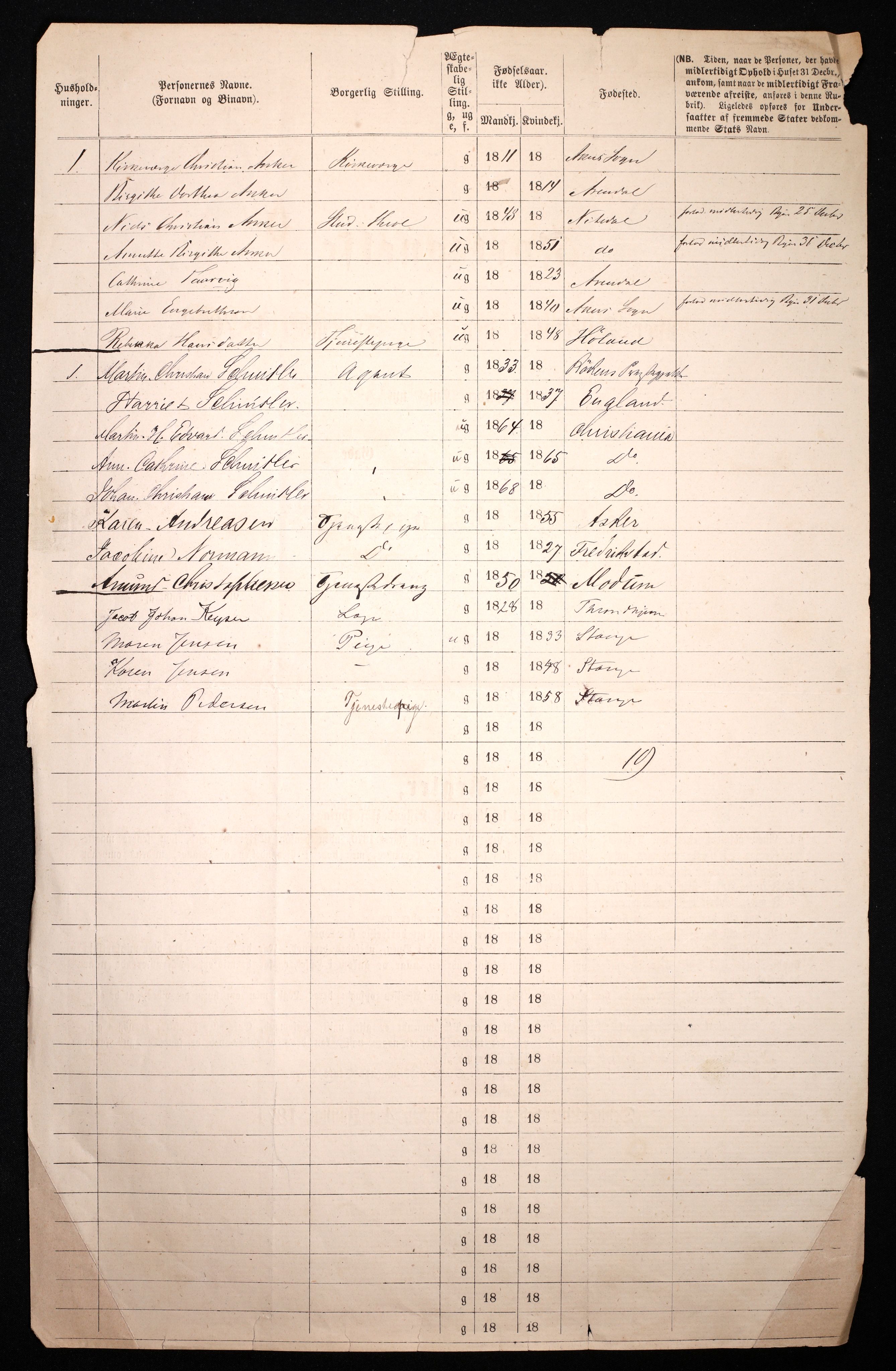 RA, 1870 census for 0301 Kristiania, 1870, p. 2519