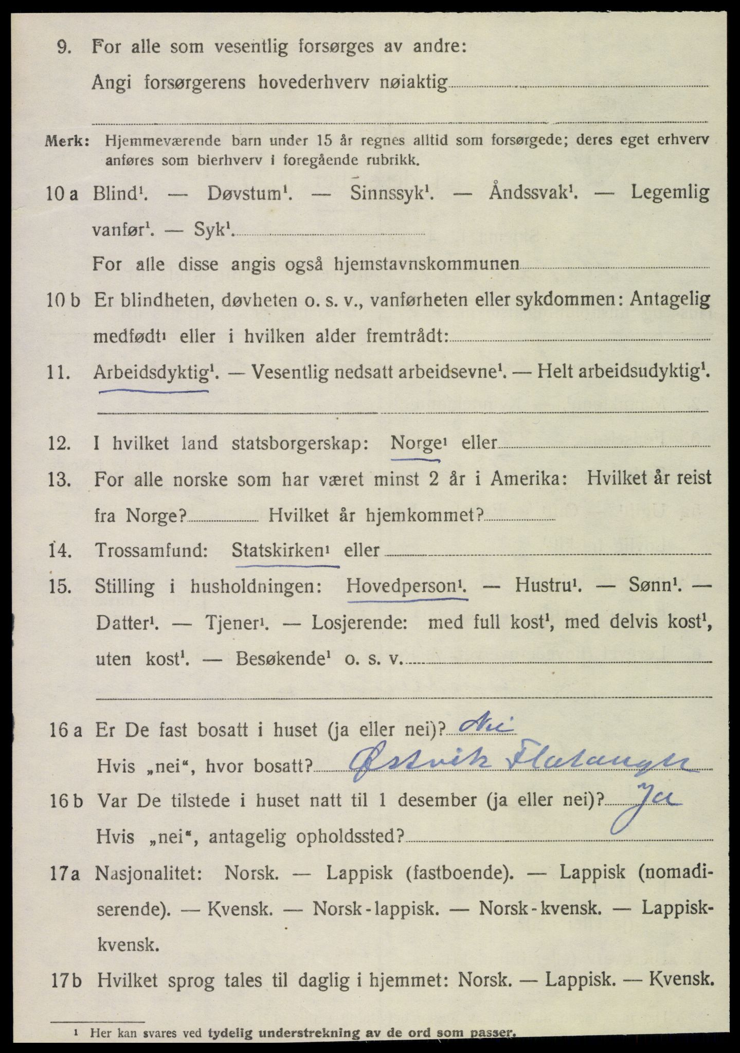 SAT, 1920 census for Flatanger, 1920, p. 1469