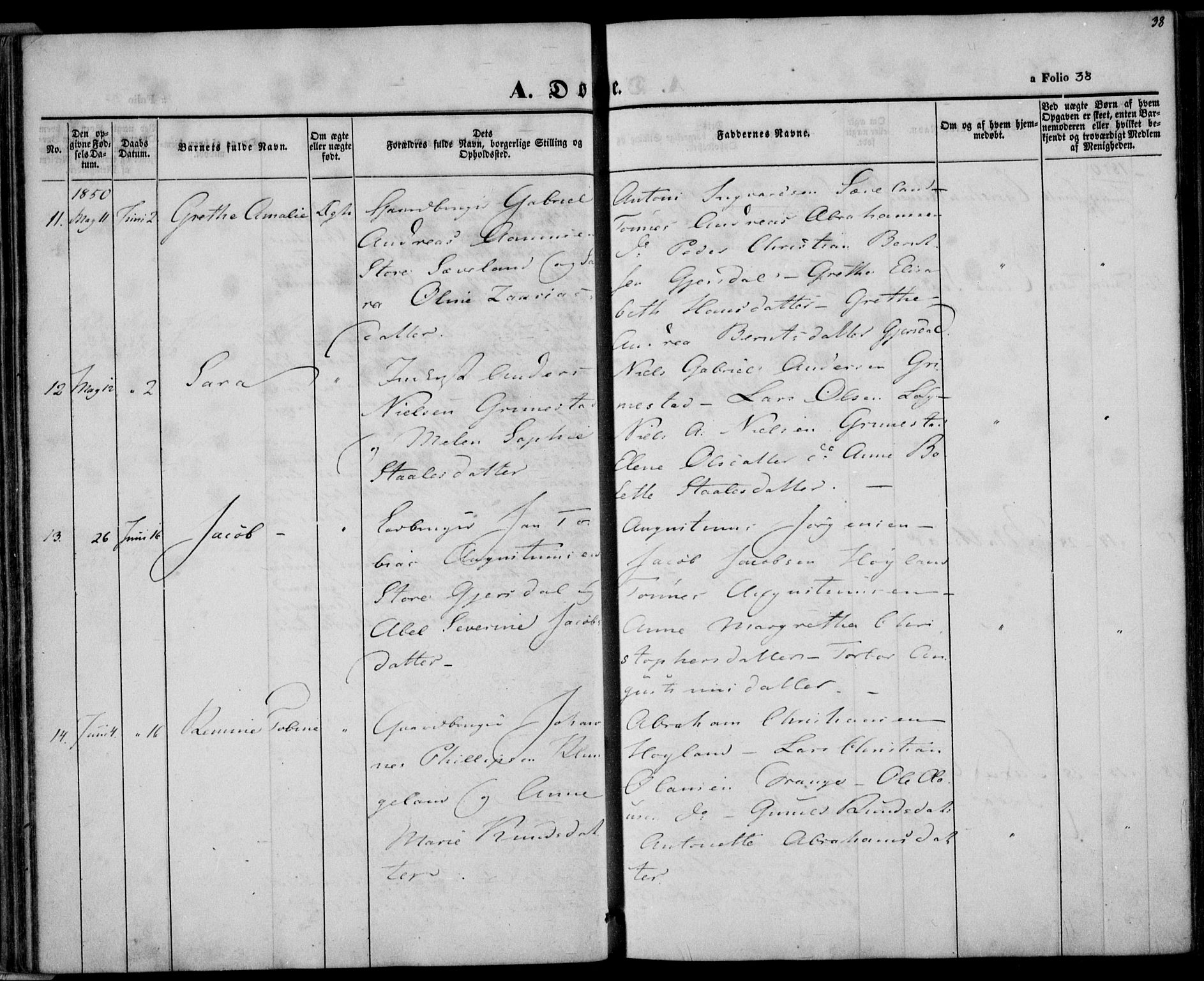 Herad sokneprestkontor, AV/SAK-1111-0018/F/Fa/Faa/L0004: Parish register (official) no. A 4, 1844-1853, p. 38