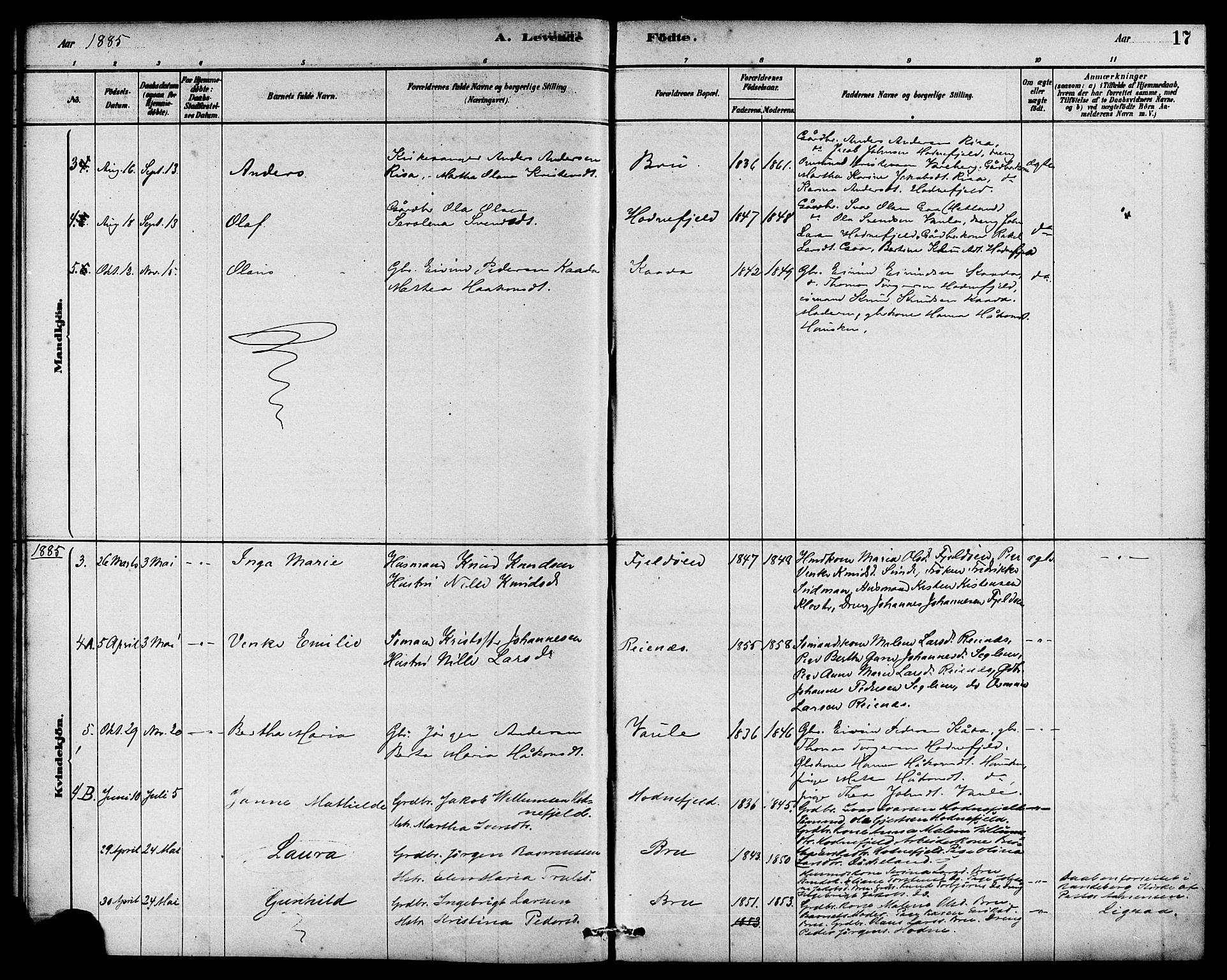 Rennesøy sokneprestkontor, AV/SAST-A -101827/H/Ha/Haa/L0009: Parish register (official) no. A 9, 1878-1890, p. 17