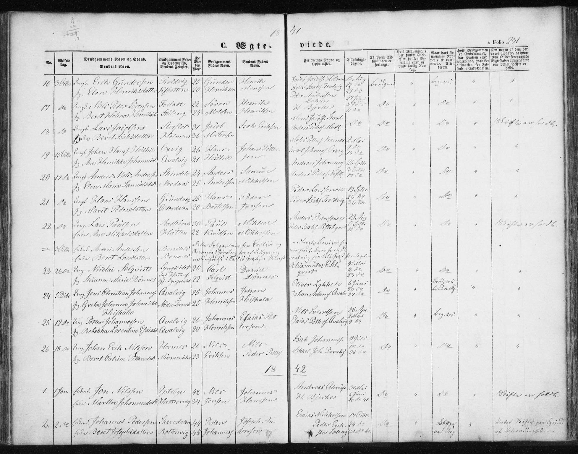 Lyngen sokneprestembete, SATØ/S-1289/H/He/Hea/L0004kirke: Parish register (official) no. 4, 1839-1858, p. 231