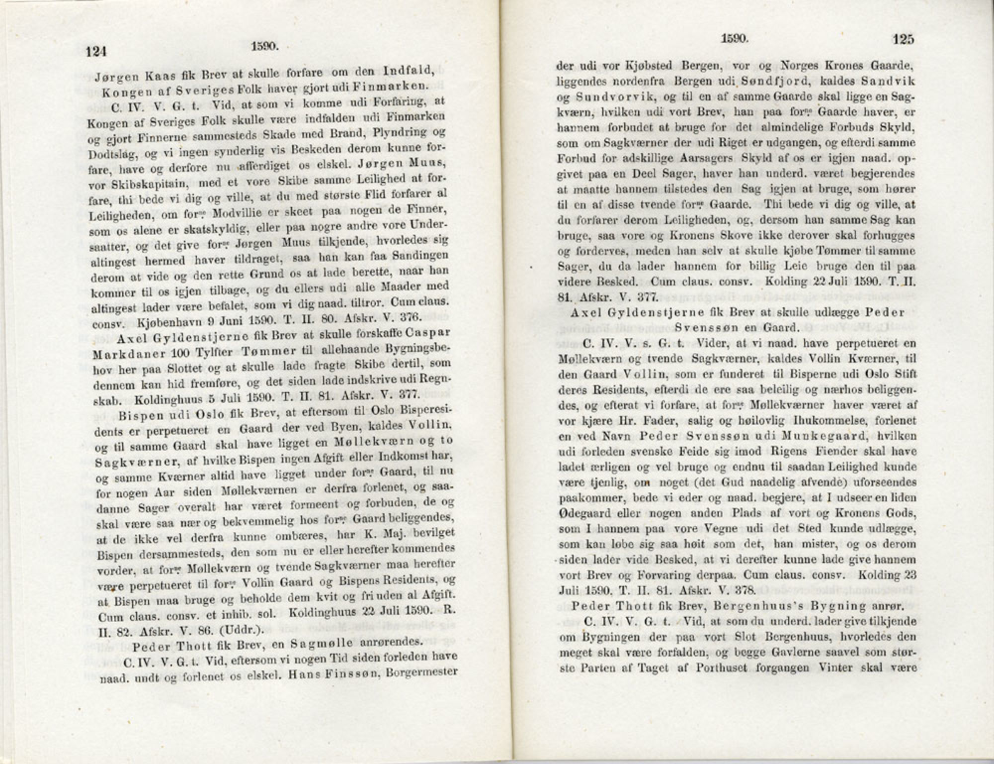 Publikasjoner utgitt av Det Norske Historiske Kildeskriftfond, PUBL/-/-/-: Norske Rigs-Registranter, bind 3, 1588-1602, p. 124-125