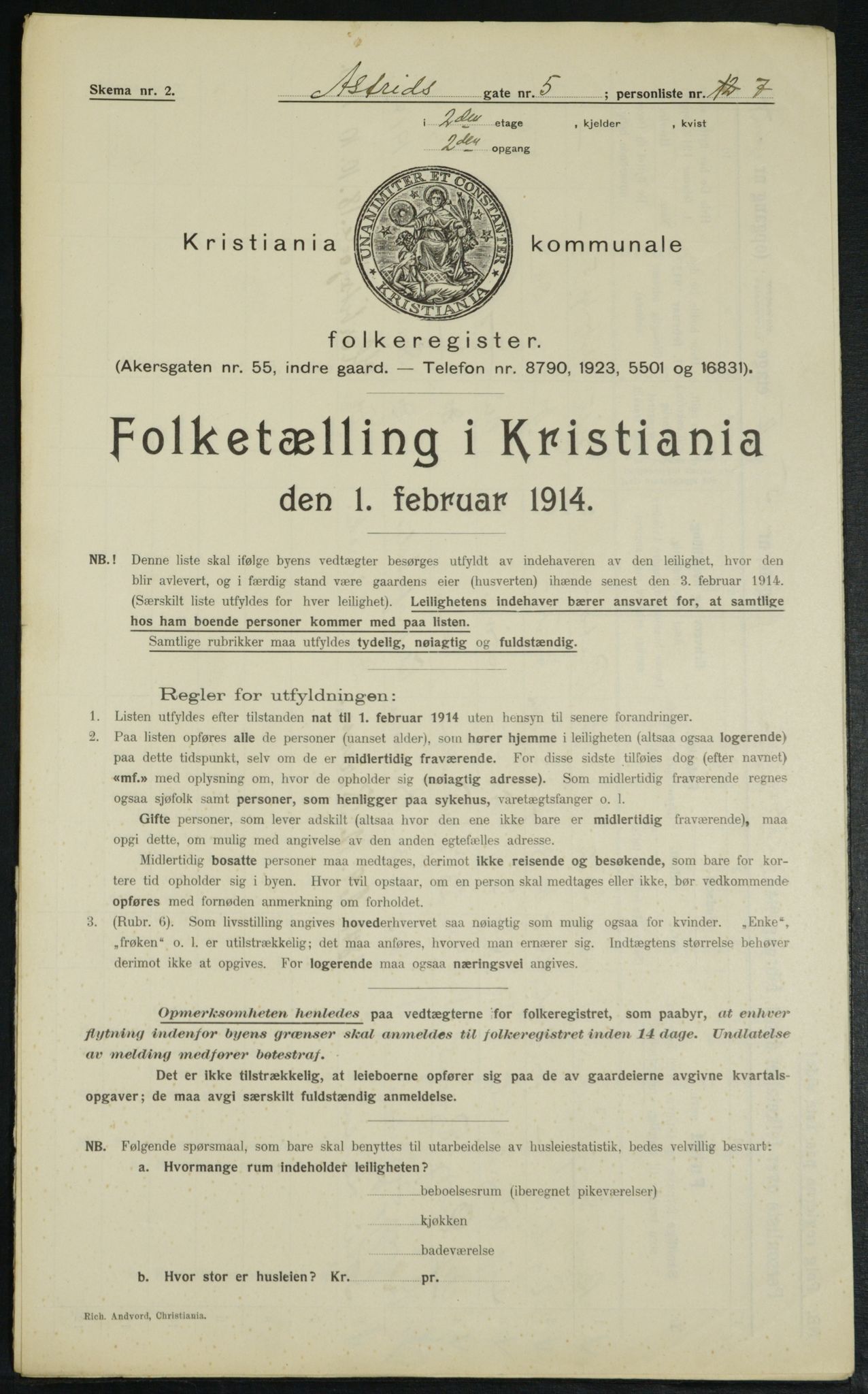 OBA, Municipal Census 1914 for Kristiania, 1914, p. 17335