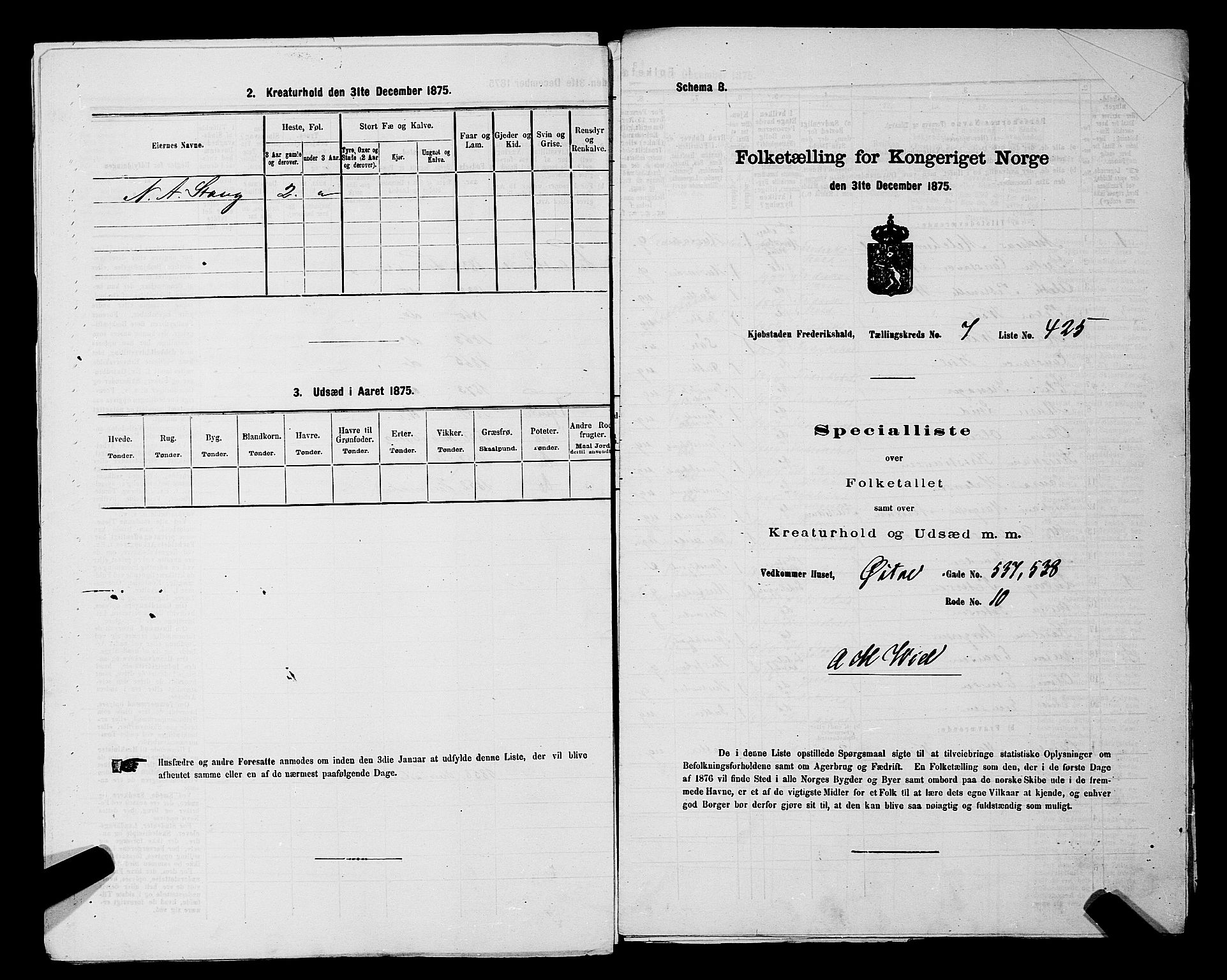 RA, 1875 census for 0101P Fredrikshald, 1875, p. 1114