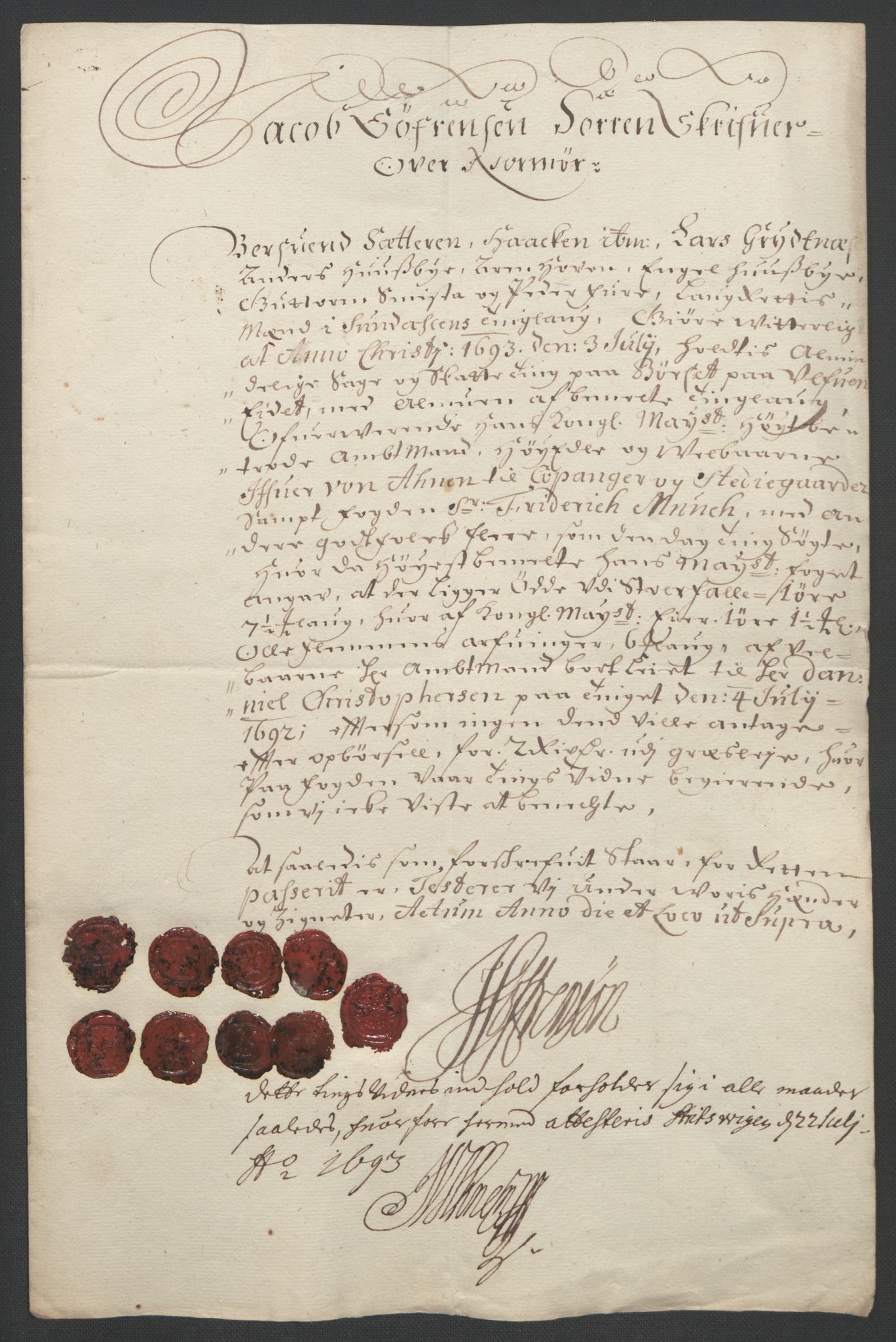 Rentekammeret inntil 1814, Reviderte regnskaper, Fogderegnskap, RA/EA-4092/R56/L3735: Fogderegnskap Nordmøre, 1692-1693, p. 229