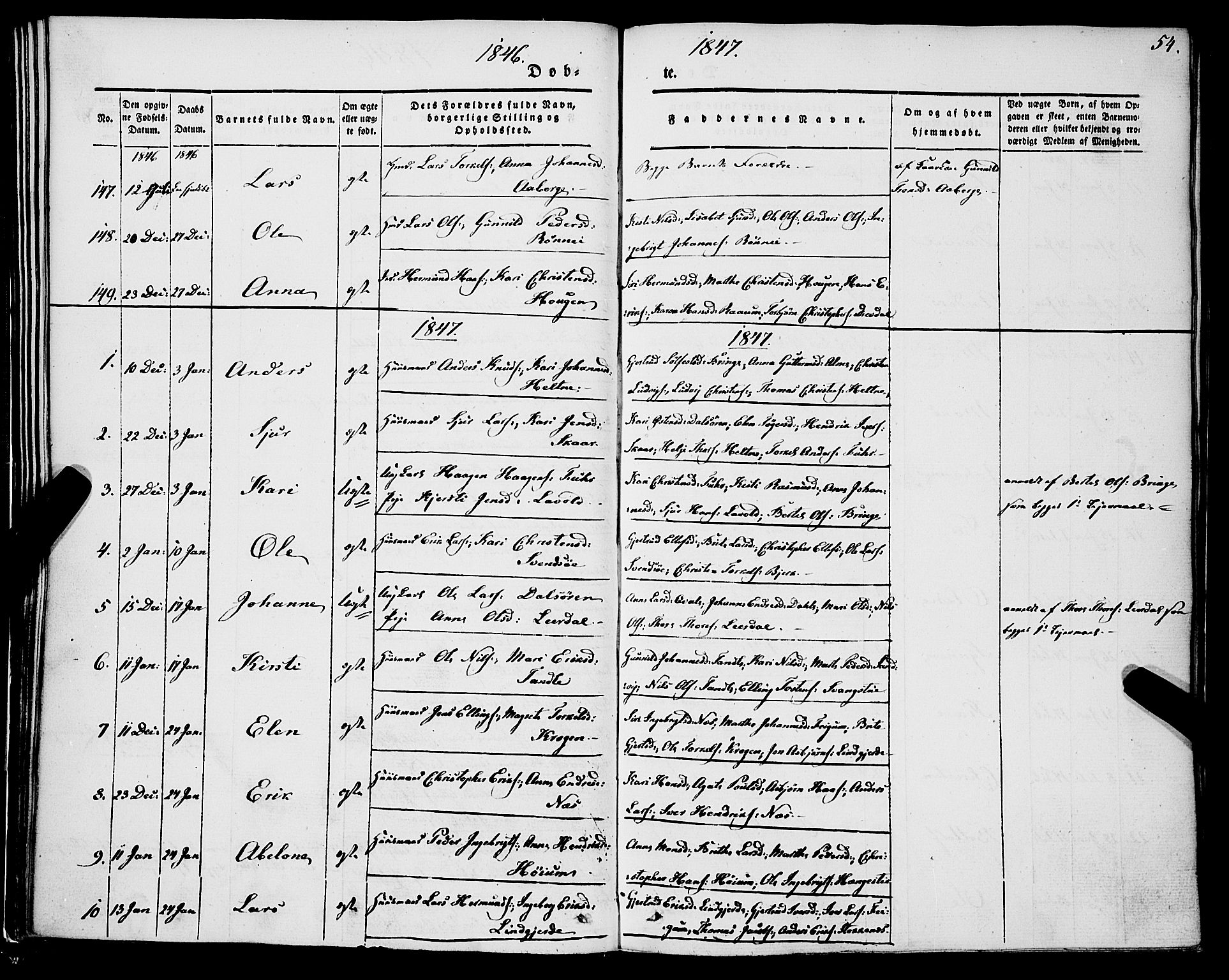 Luster sokneprestembete, AV/SAB-A-81101/H/Haa/Haaa/L0006: Parish register (official) no. A 6, 1840-1848, p. 54