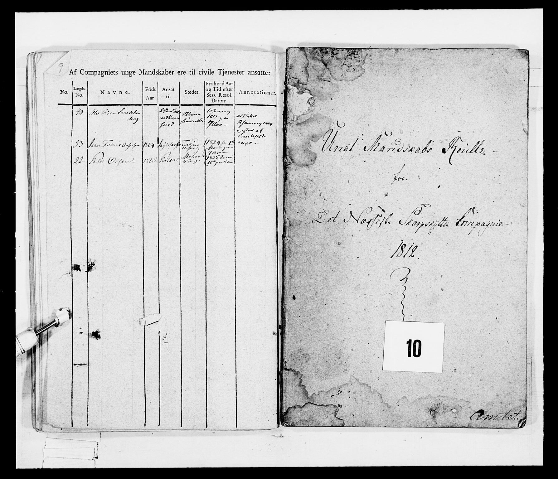 Generalitets- og kommissariatskollegiet, Det kongelige norske kommissariatskollegium, AV/RA-EA-5420/E/Eh/L0048: Akershusiske skarpskytterregiment, 1812, p. 369