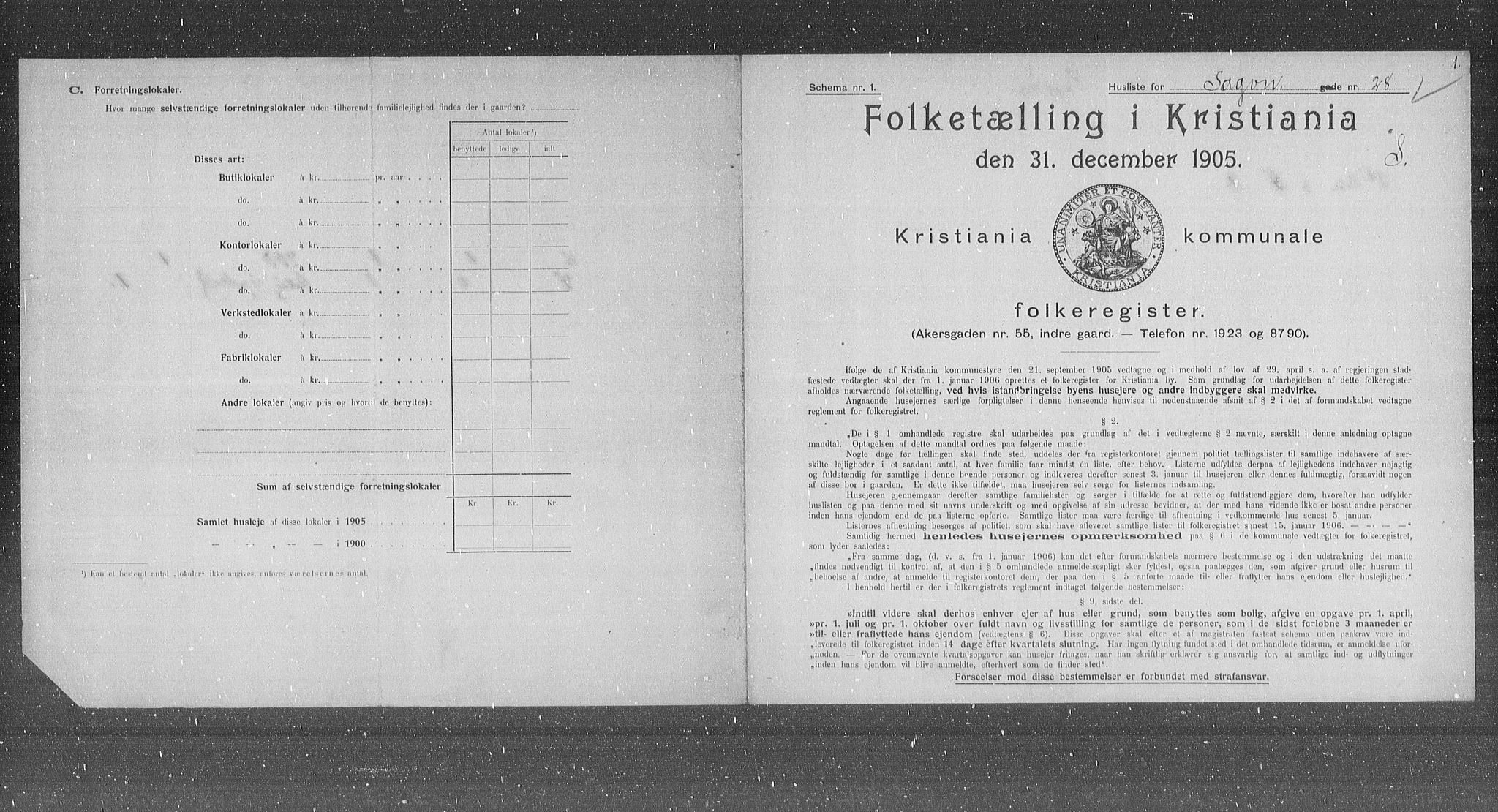 OBA, Municipal Census 1905 for Kristiania, 1905, p. 45570