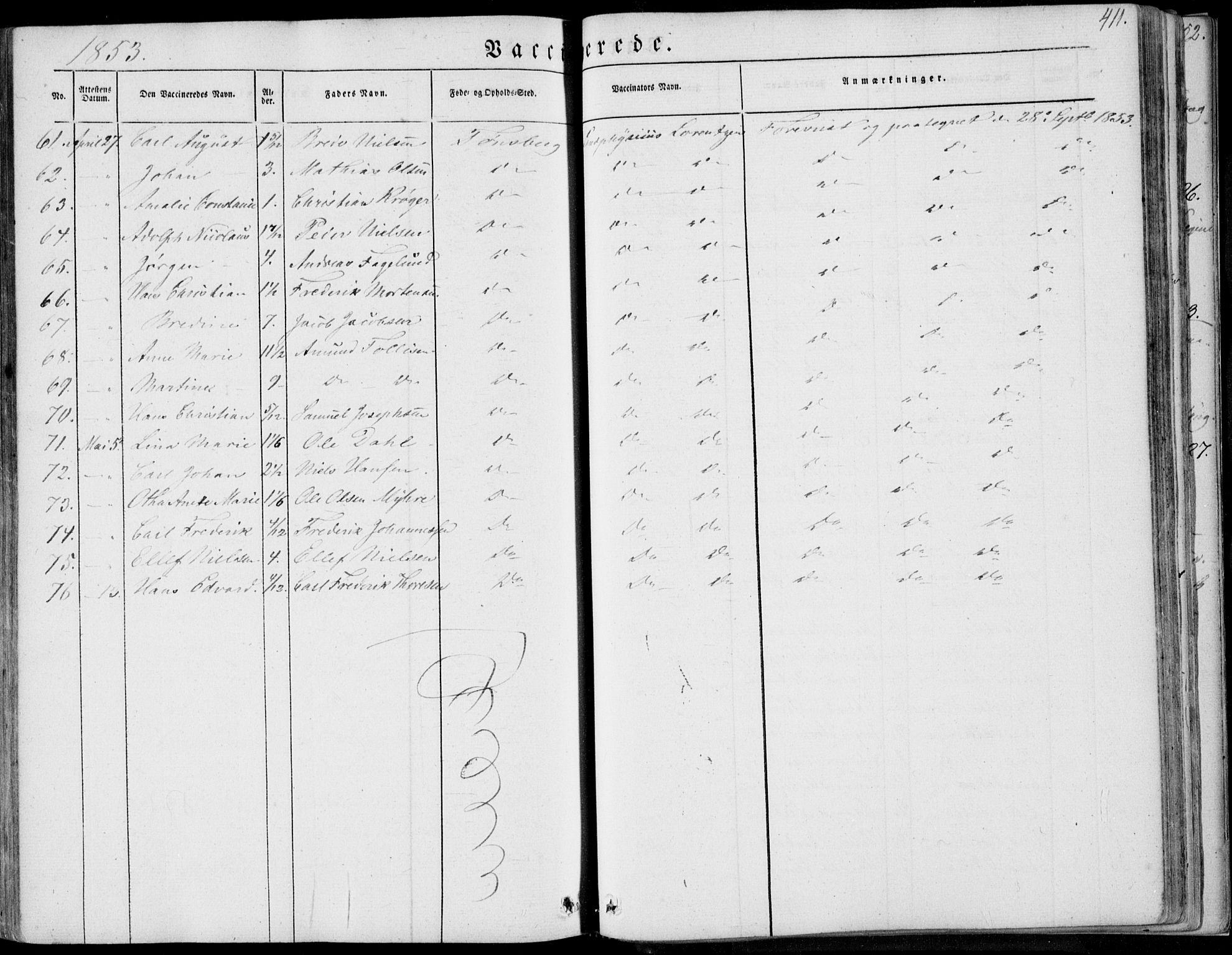 Tønsberg kirkebøker, AV/SAKO-A-330/F/Fa/L0007: Parish register (official) no. I 7, 1845-1854, p. 411