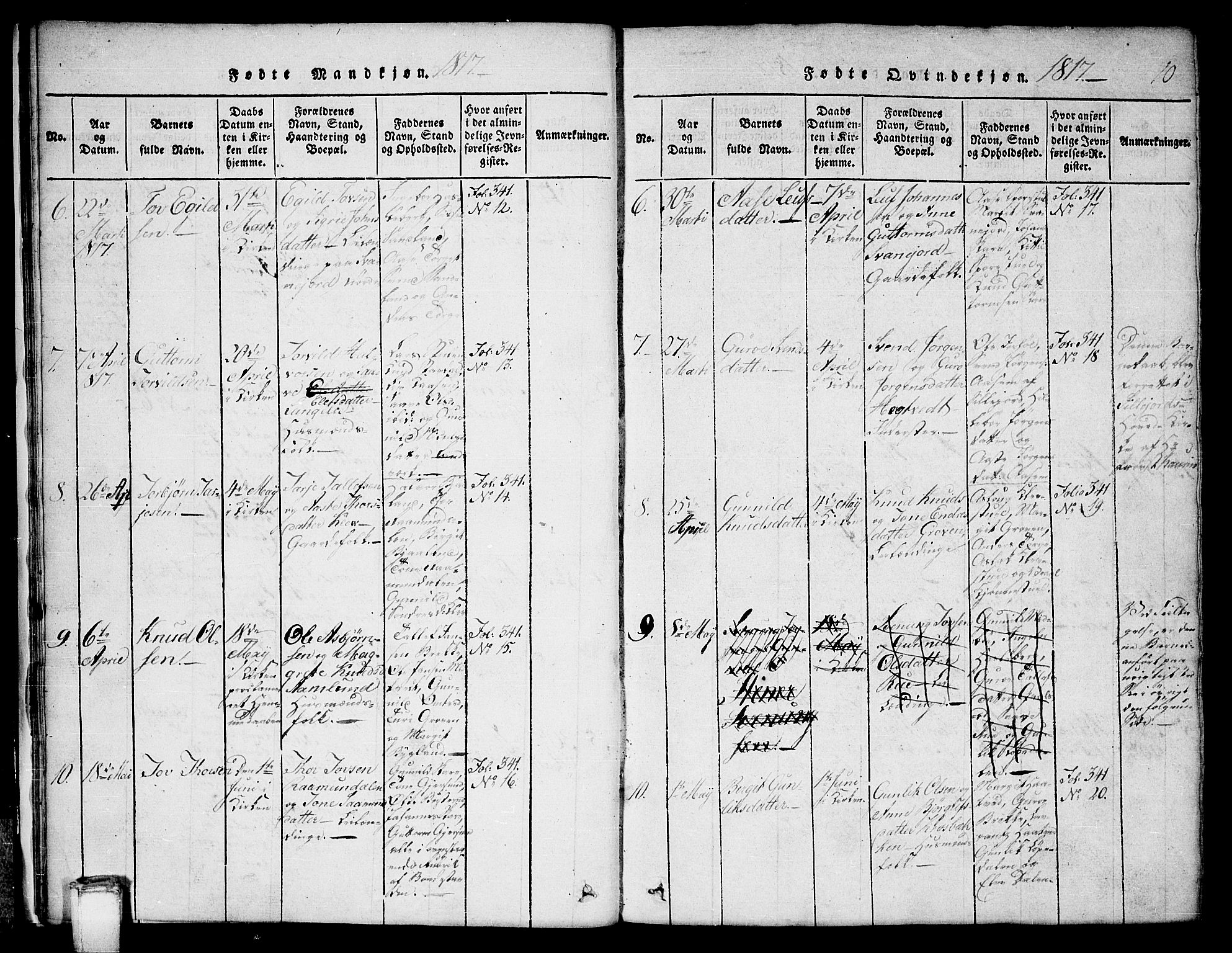 Kviteseid kirkebøker, AV/SAKO-A-276/G/Gb/L0001: Parish register (copy) no. II 1, 1815-1842, p. 10