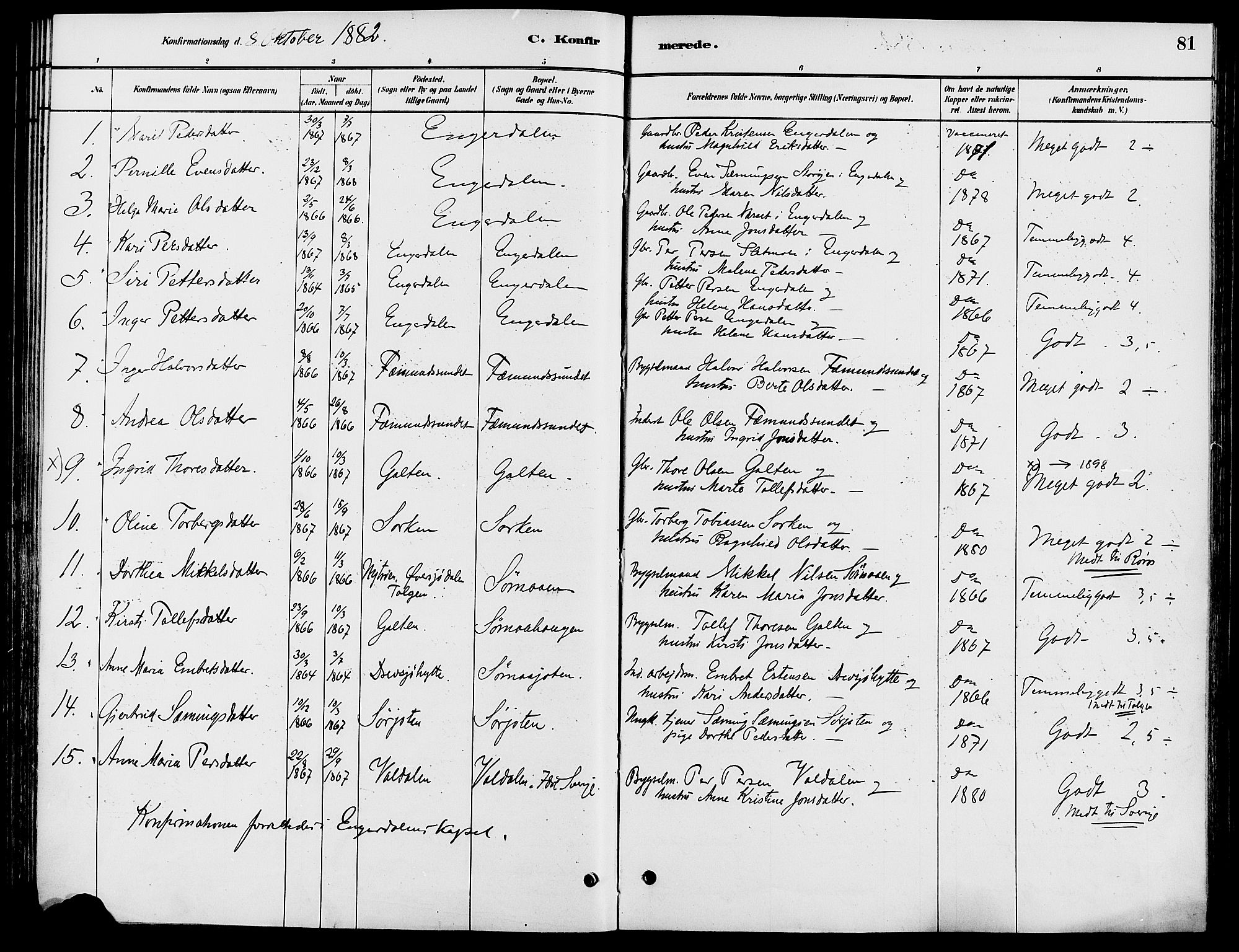 Engerdal prestekontor, AV/SAH-PREST-048/H/Ha/Haa/L0001: Parish register (official) no. 1, 1881-1898, p. 81