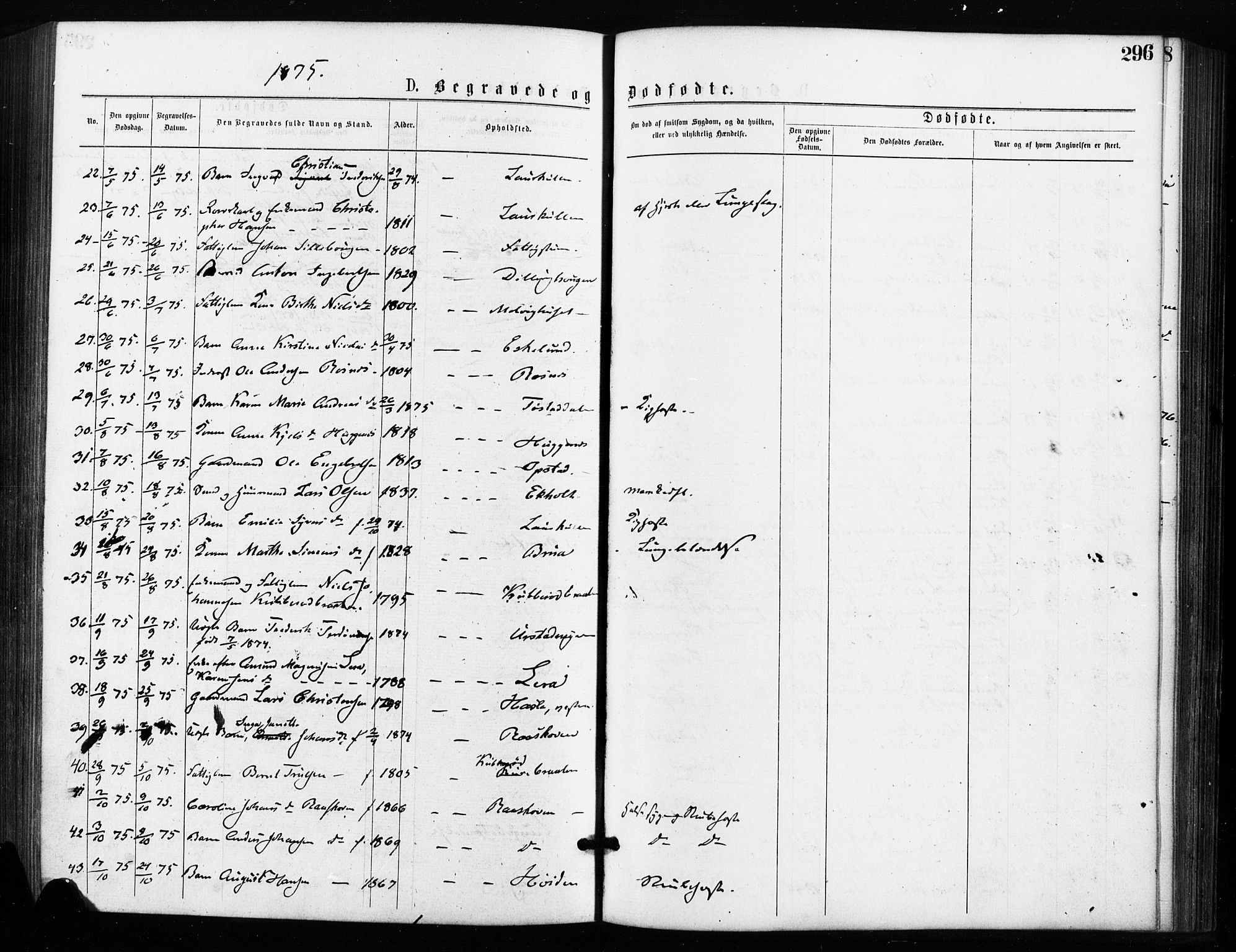 Rygge prestekontor Kirkebøker, SAO/A-10084b/F/Fa/L0006: Parish register (official) no. 6, 1872-1877, p. 296