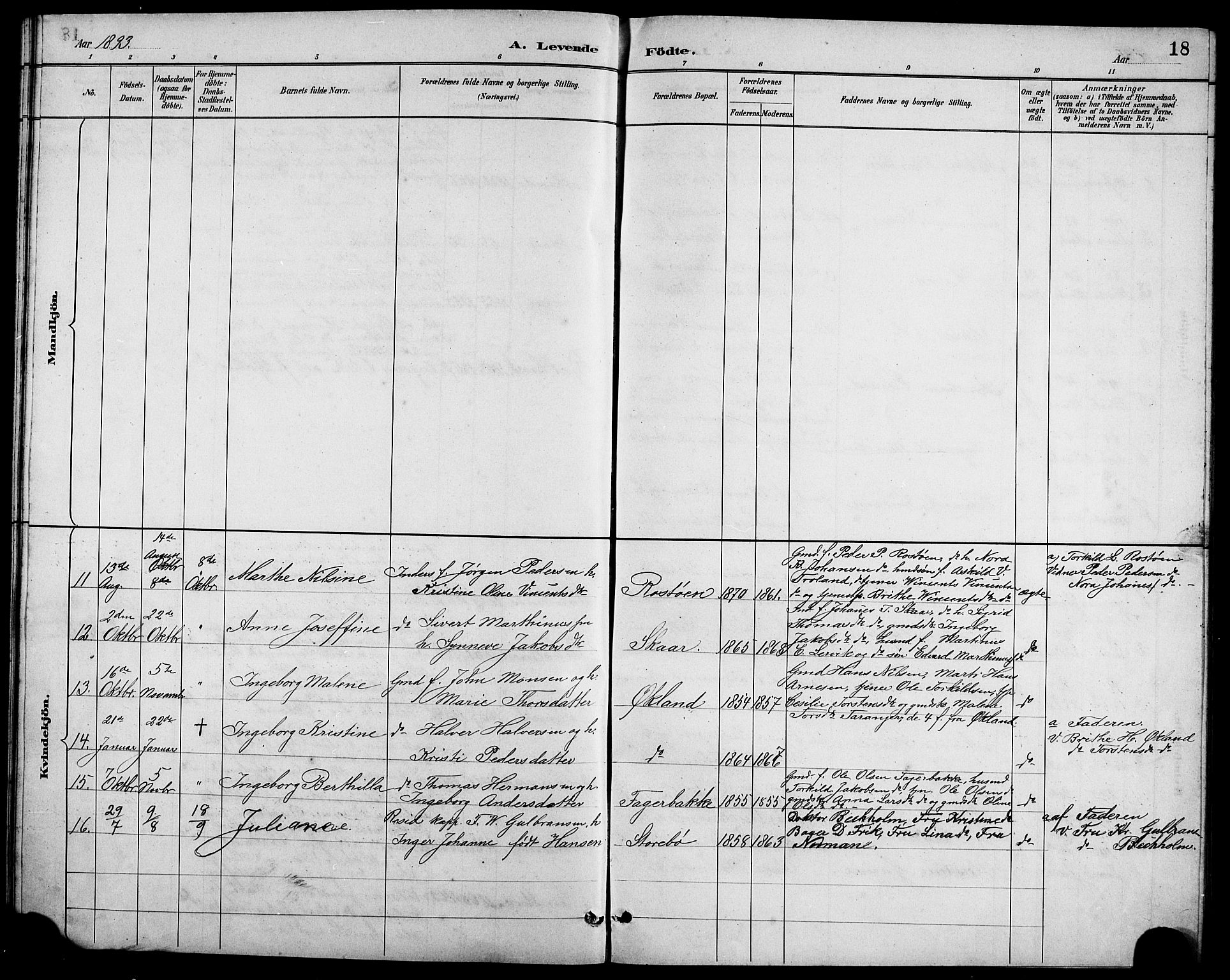 Austevoll sokneprestembete, AV/SAB-A-74201/H/Ha/Hab/Haba/L0003: Parish register (copy) no. A 3, 1889-1900, p. 18