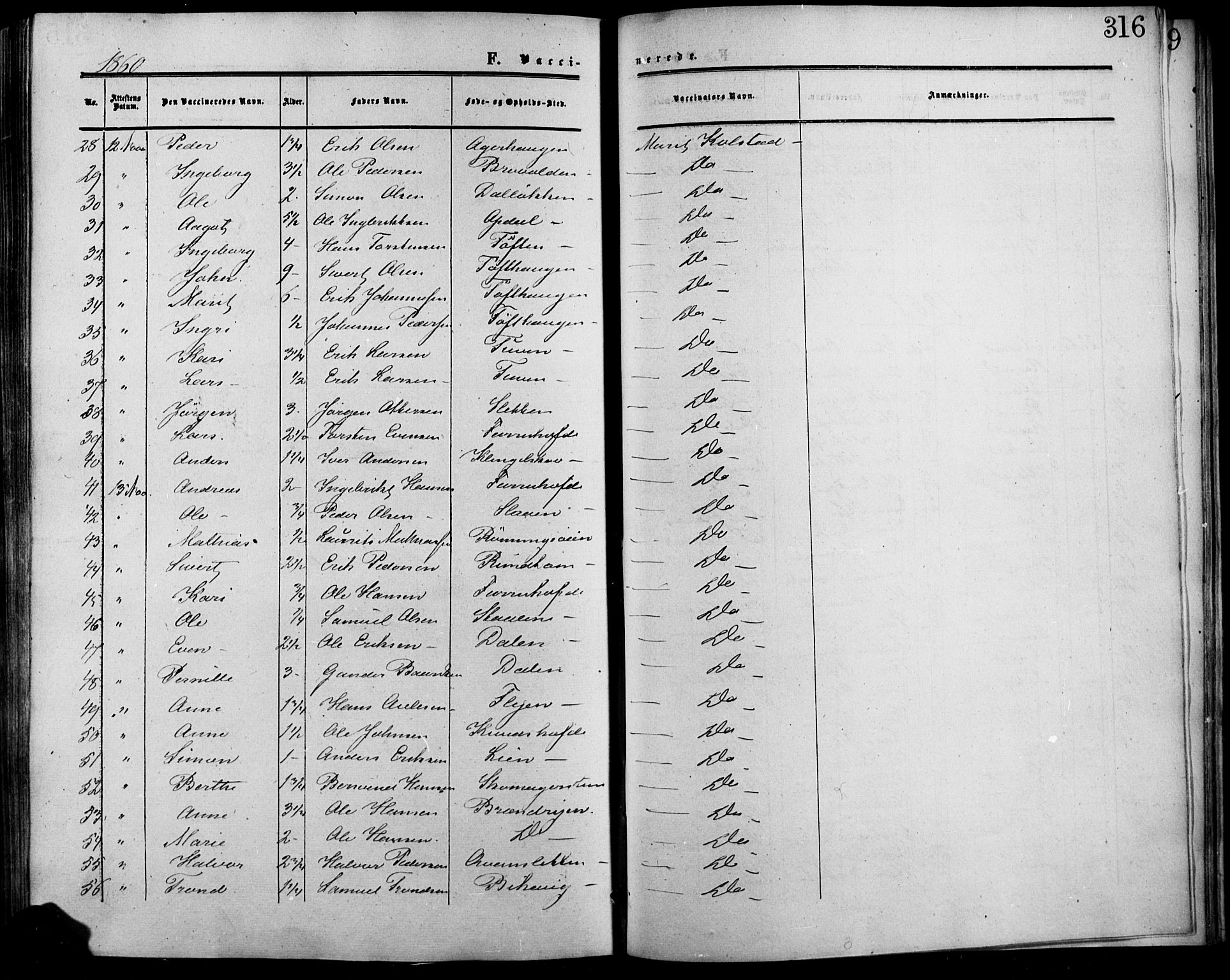 Lesja prestekontor, SAH/PREST-068/H/Ha/Haa/L0007: Parish register (official) no. 7, 1854-1862, p. 316