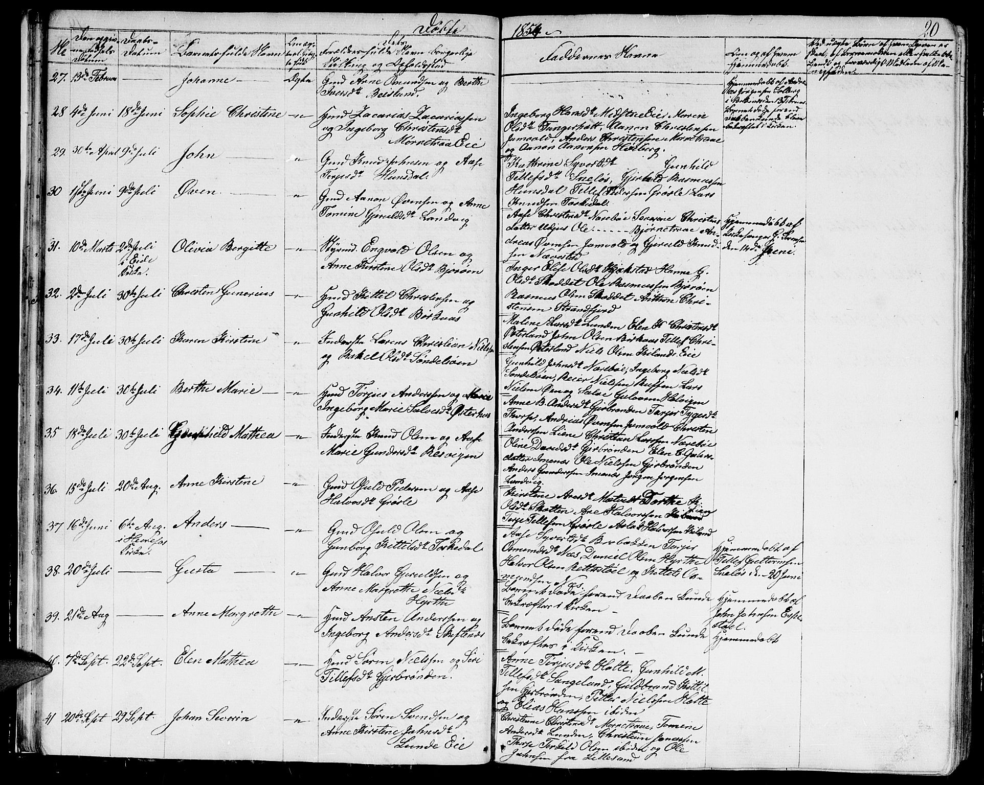 Hommedal sokneprestkontor, AV/SAK-1111-0023/F/Fb/Fbb/L0005: Parish register (copy) no. B 5, 1850-1869, p. 20