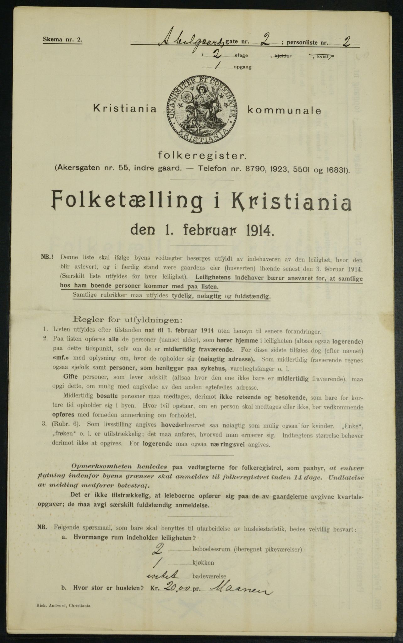 OBA, Municipal Census 1914 for Kristiania, 1914, p. 11