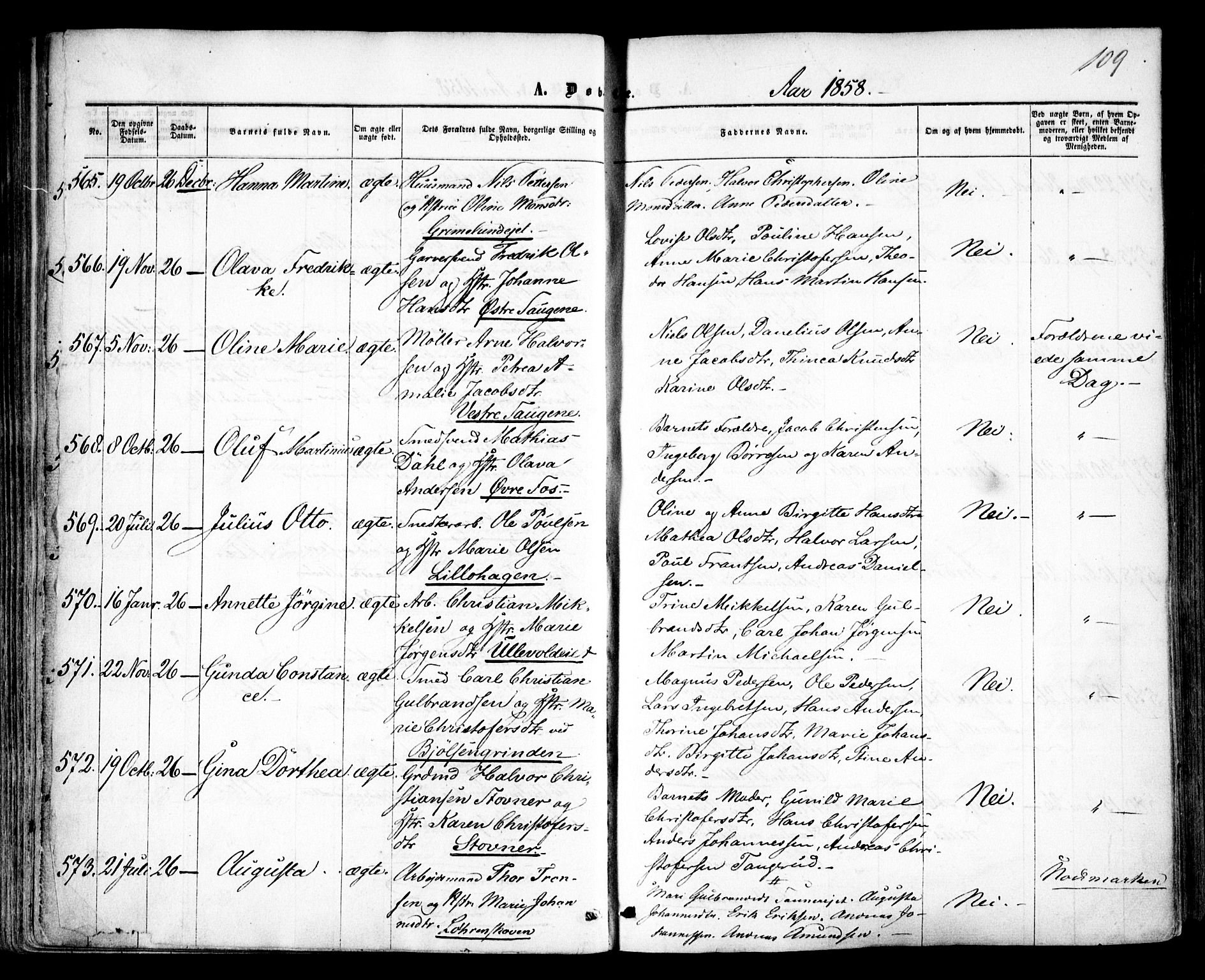 Vestre Aker prestekontor Kirkebøker, AV/SAO-A-10025/F/Fa/L0003: Parish register (official) no. 3, 1857-1868, p. 109