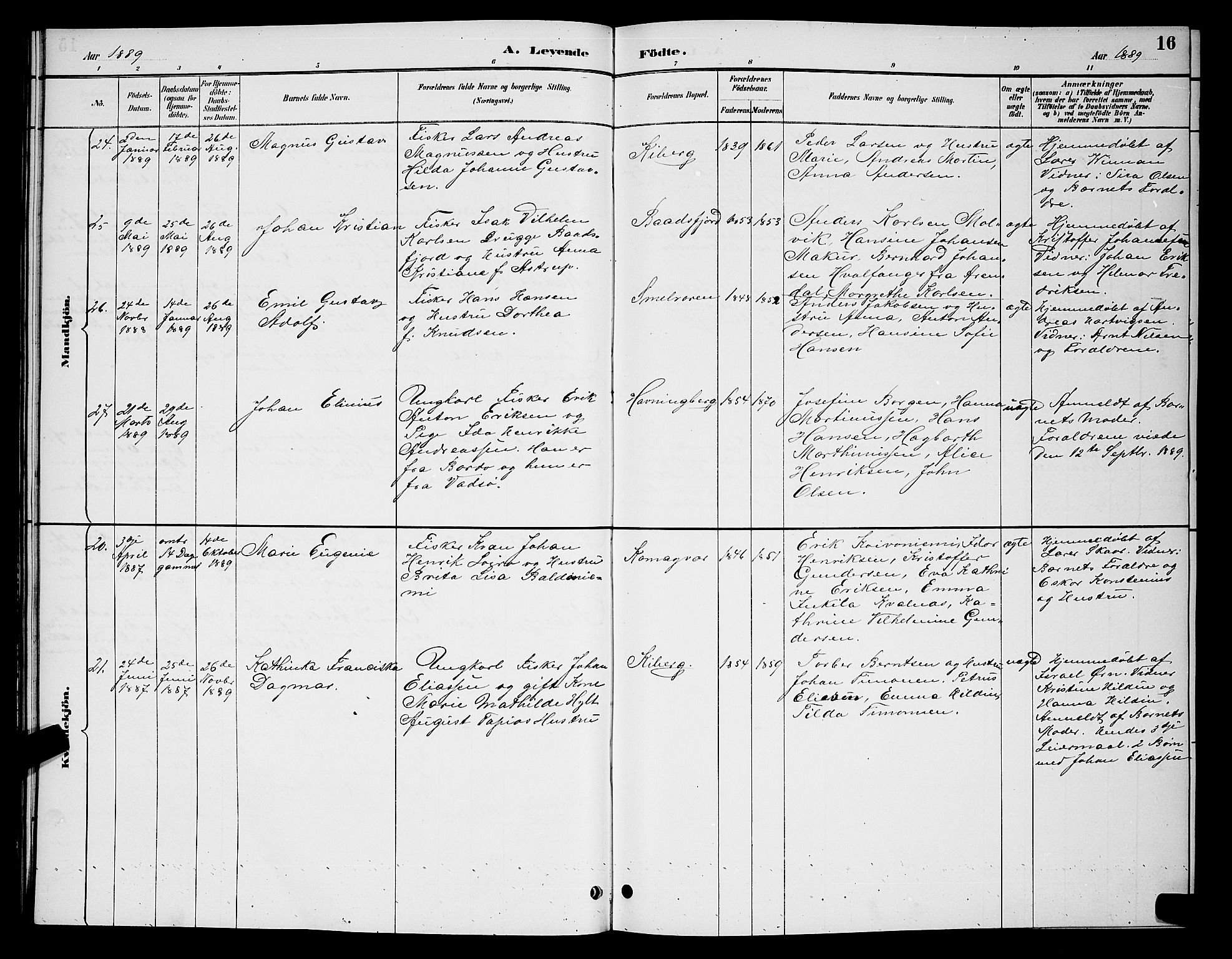 Vardø sokneprestkontor, AV/SATØ-S-1332/H/Hb/L0007klokker: Parish register (copy) no. 7, 1887-1892, p. 16