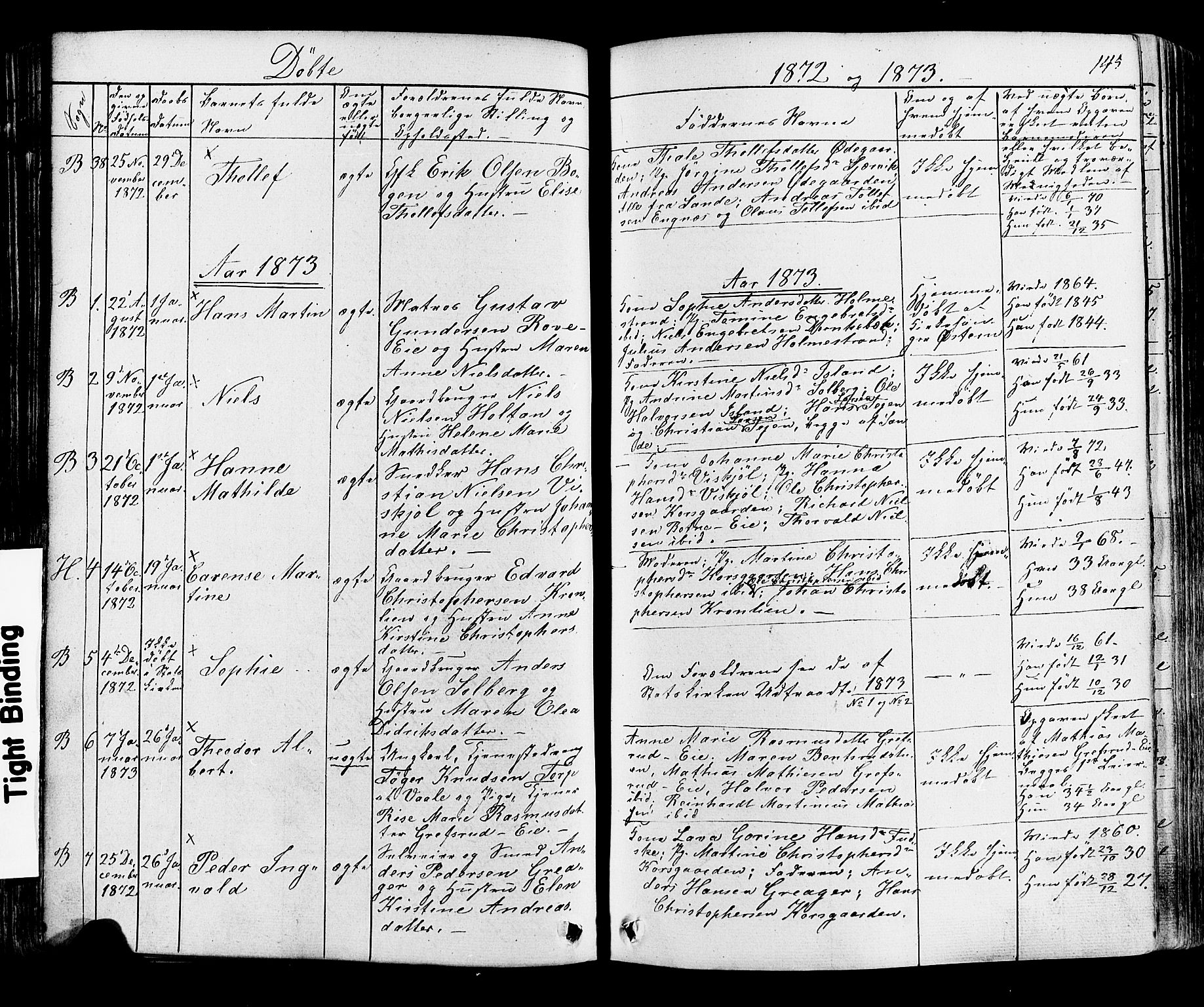 Botne kirkebøker, SAKO/A-340/F/Fa/L0006: Parish register (official) no. I 6, 1836-1877, p. 145