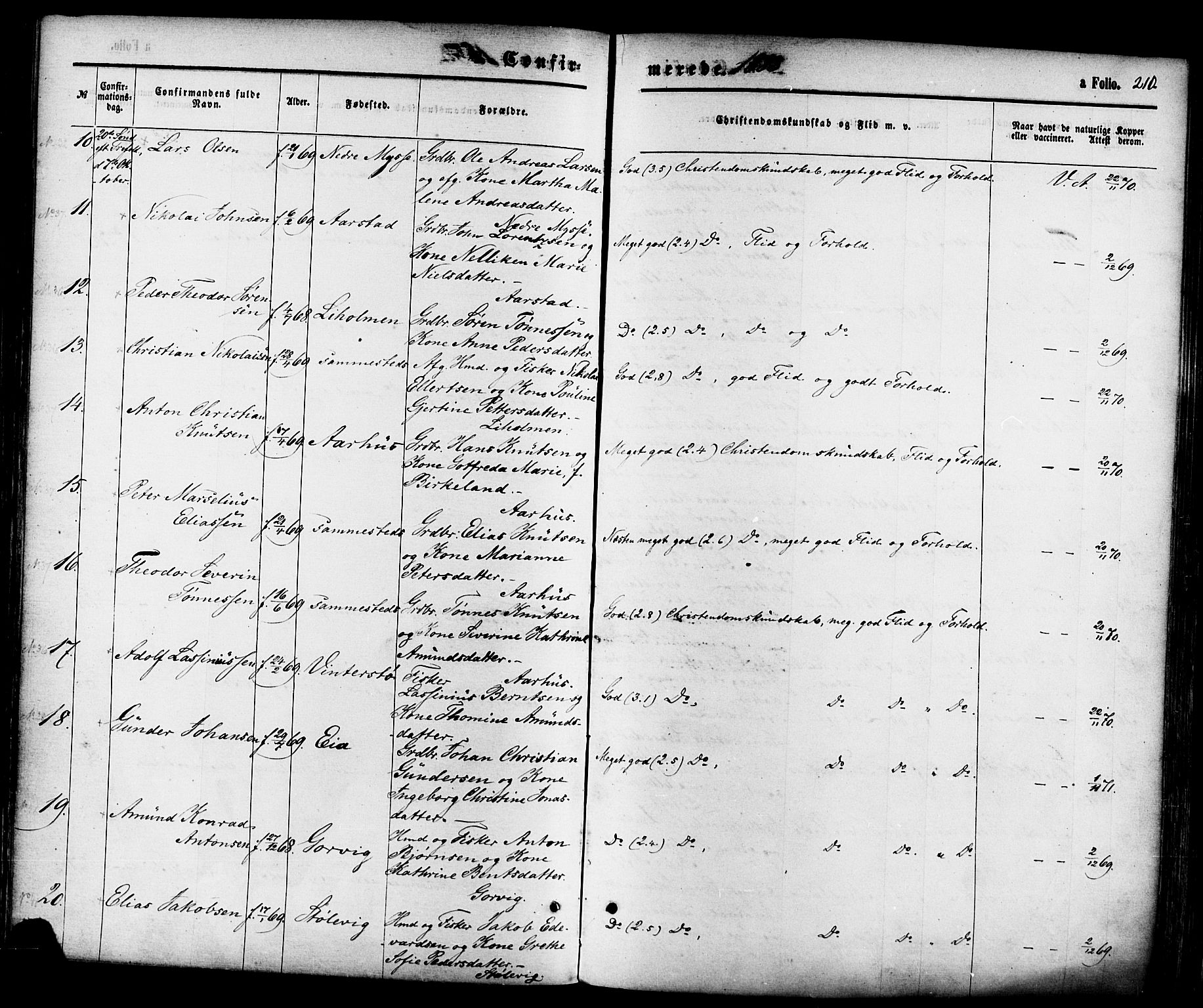 Sokndal sokneprestkontor, AV/SAST-A-101808: Parish register (official) no. A 10, 1874-1886, p. 210