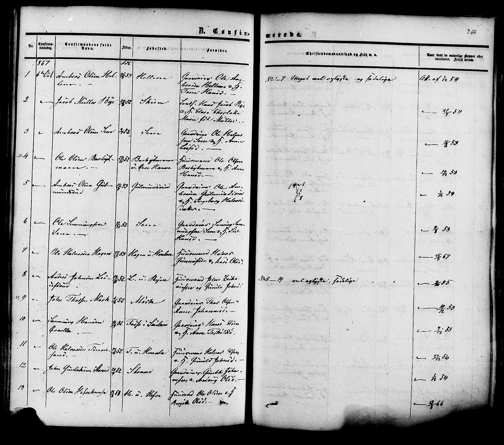 Heddal kirkebøker, SAKO/A-268/F/Fa/L0007: Parish register (official) no. I 7, 1855-1877, p. 266
