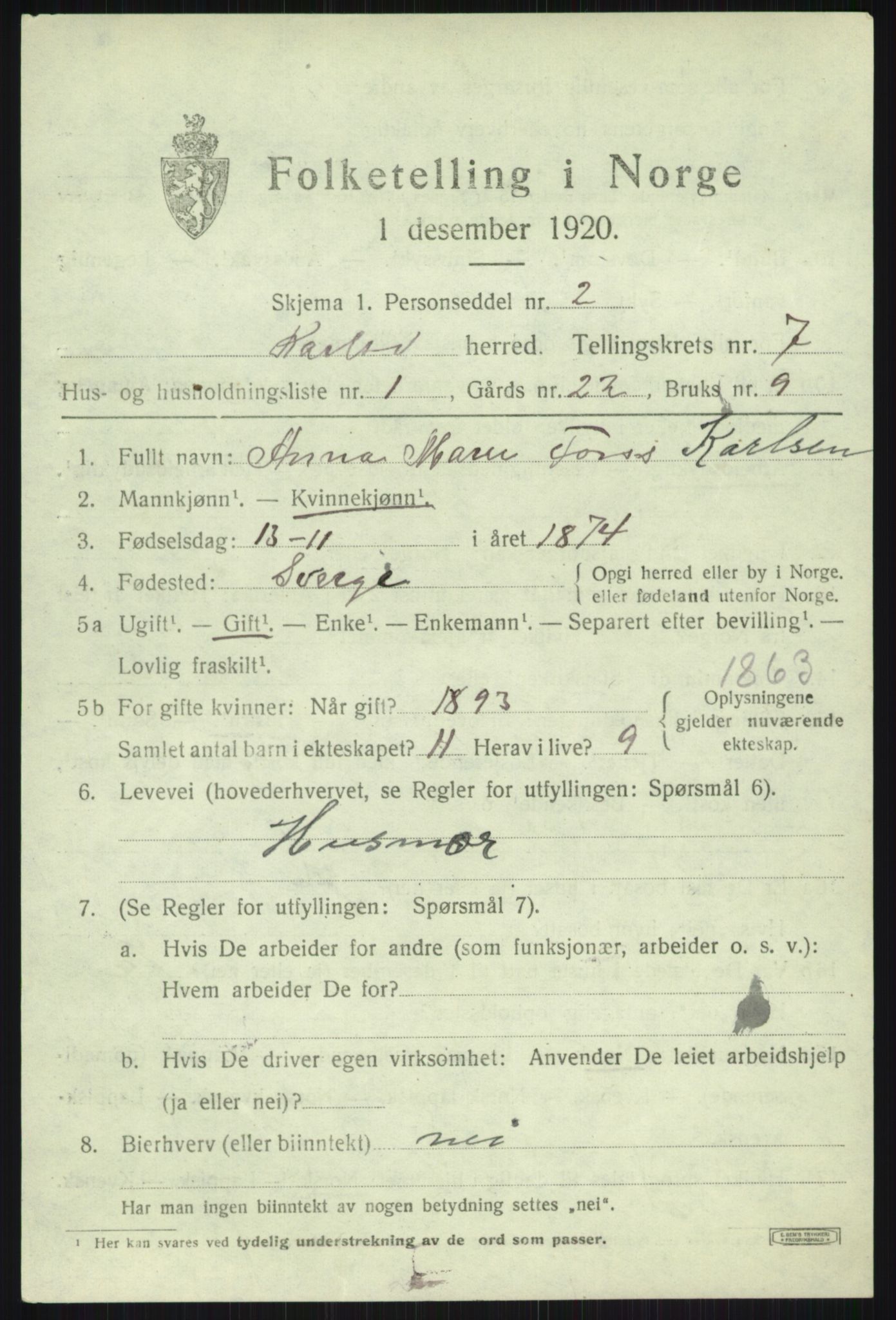 SATØ, 1920 census for Karlsøy, 1920, p. 2622