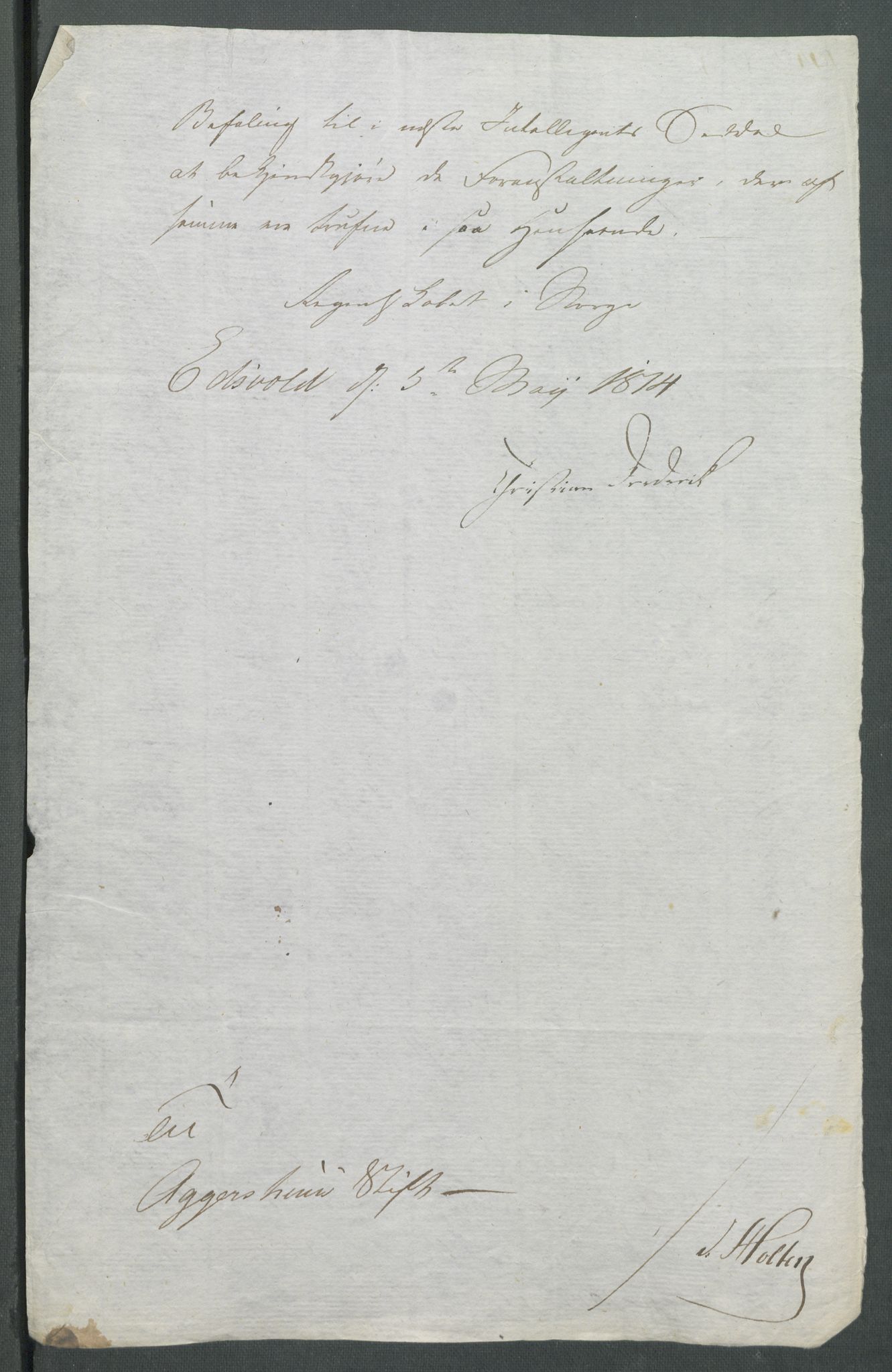 Forskjellige samlinger, Historisk-kronologisk samling, AV/RA-EA-4029/G/Ga/L0009A: Historisk-kronologisk samling. Dokumenter fra januar og ut september 1814. , 1814, p. 109