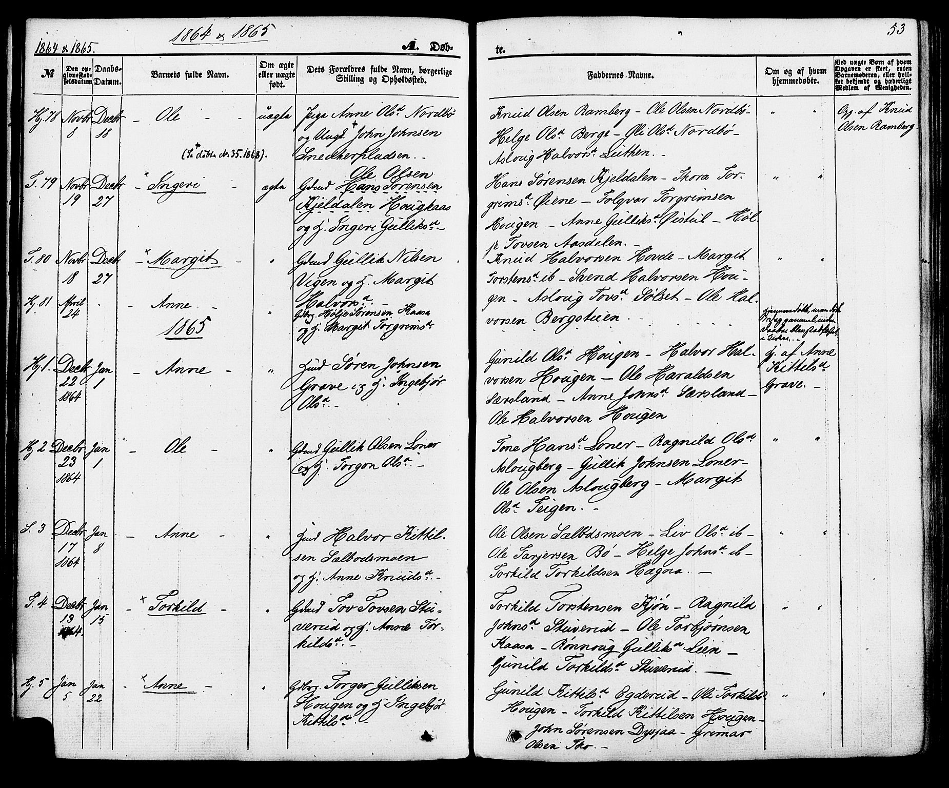 Hjartdal kirkebøker, SAKO/A-270/F/Fa/L0009: Parish register (official) no. I 9, 1860-1879, p. 53