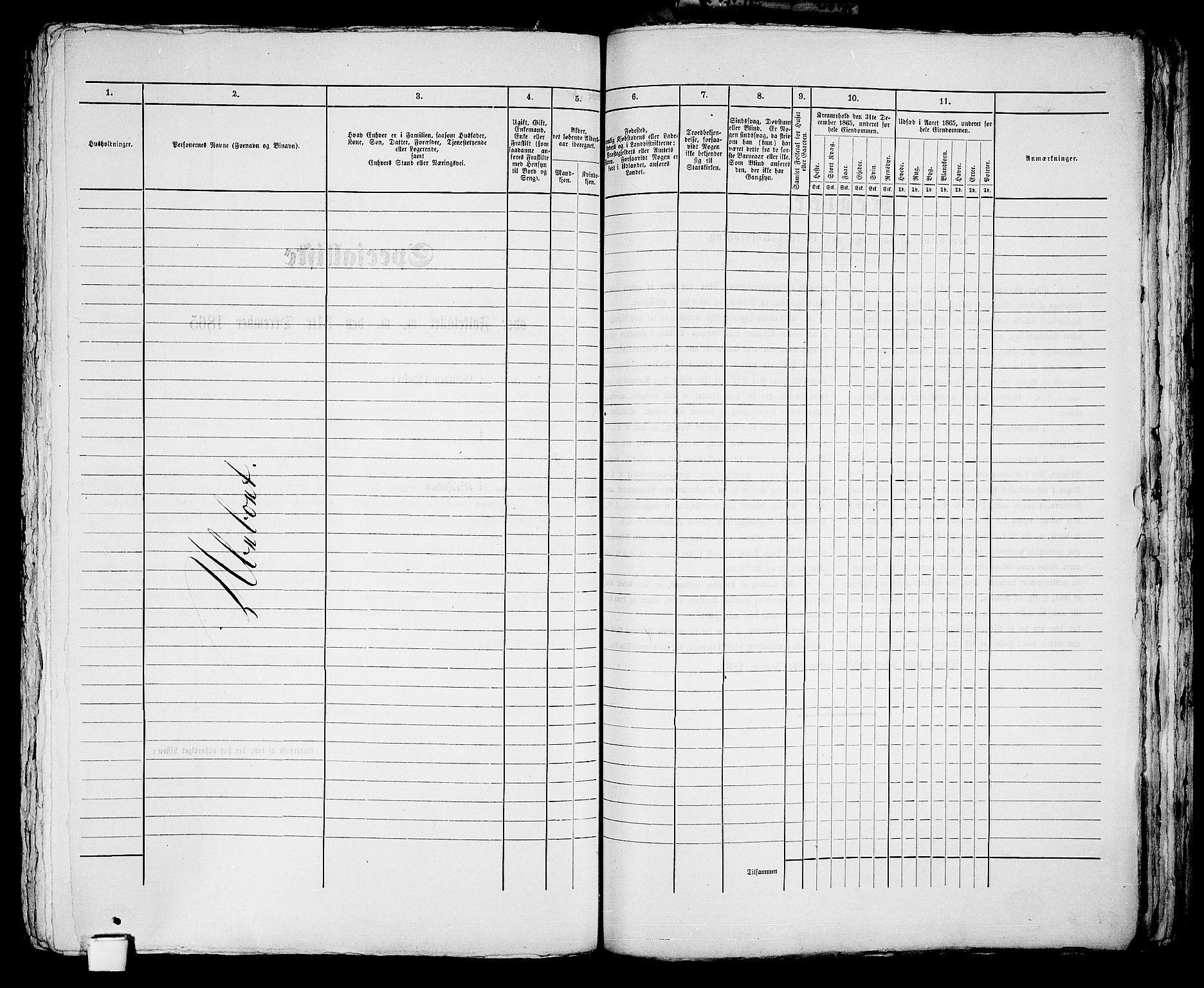 RA, 1865 census for Skien, 1865, p. 1191