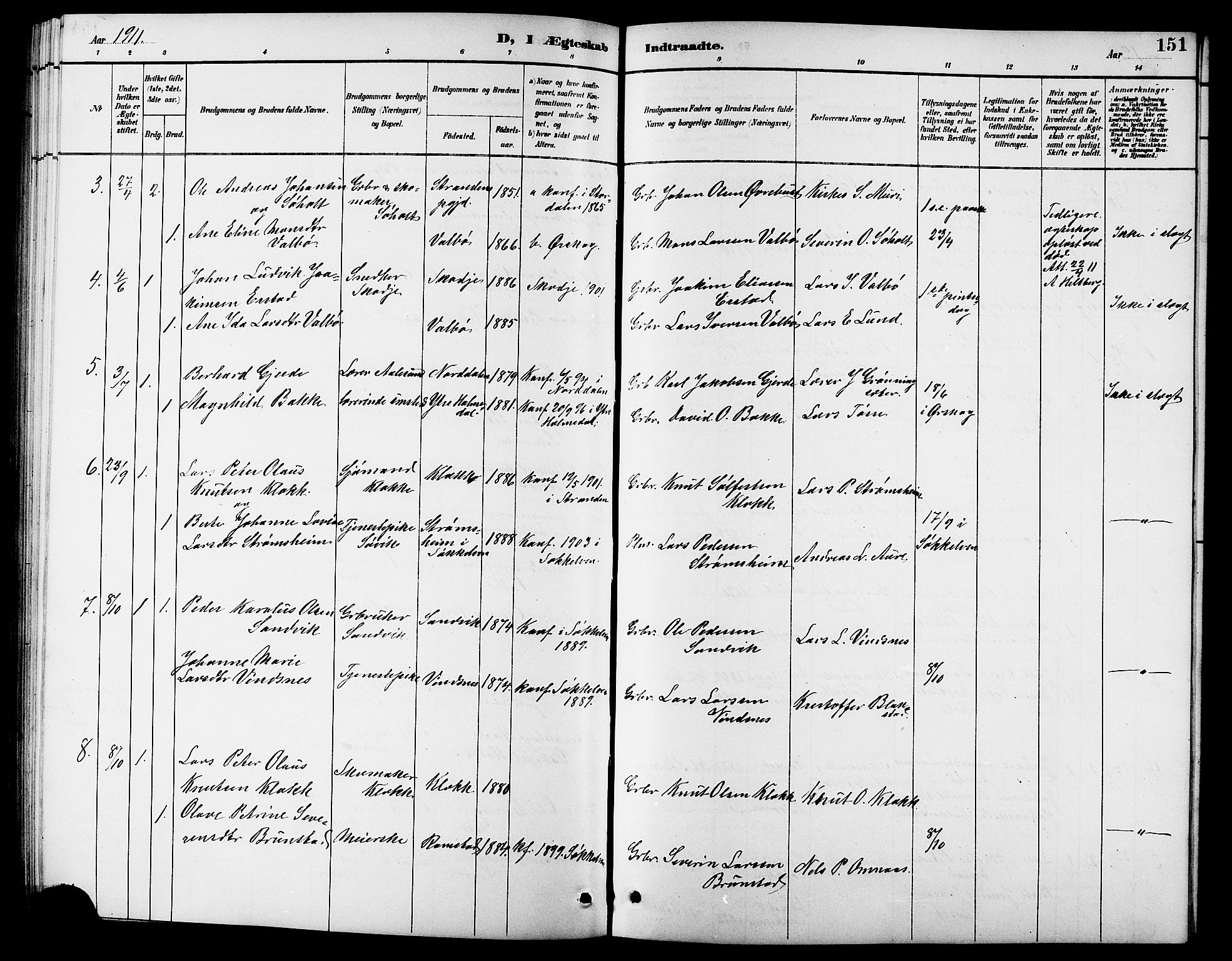 Ministerialprotokoller, klokkerbøker og fødselsregistre - Møre og Romsdal, AV/SAT-A-1454/522/L0327: Parish register (copy) no. 522C06, 1890-1915, p. 151