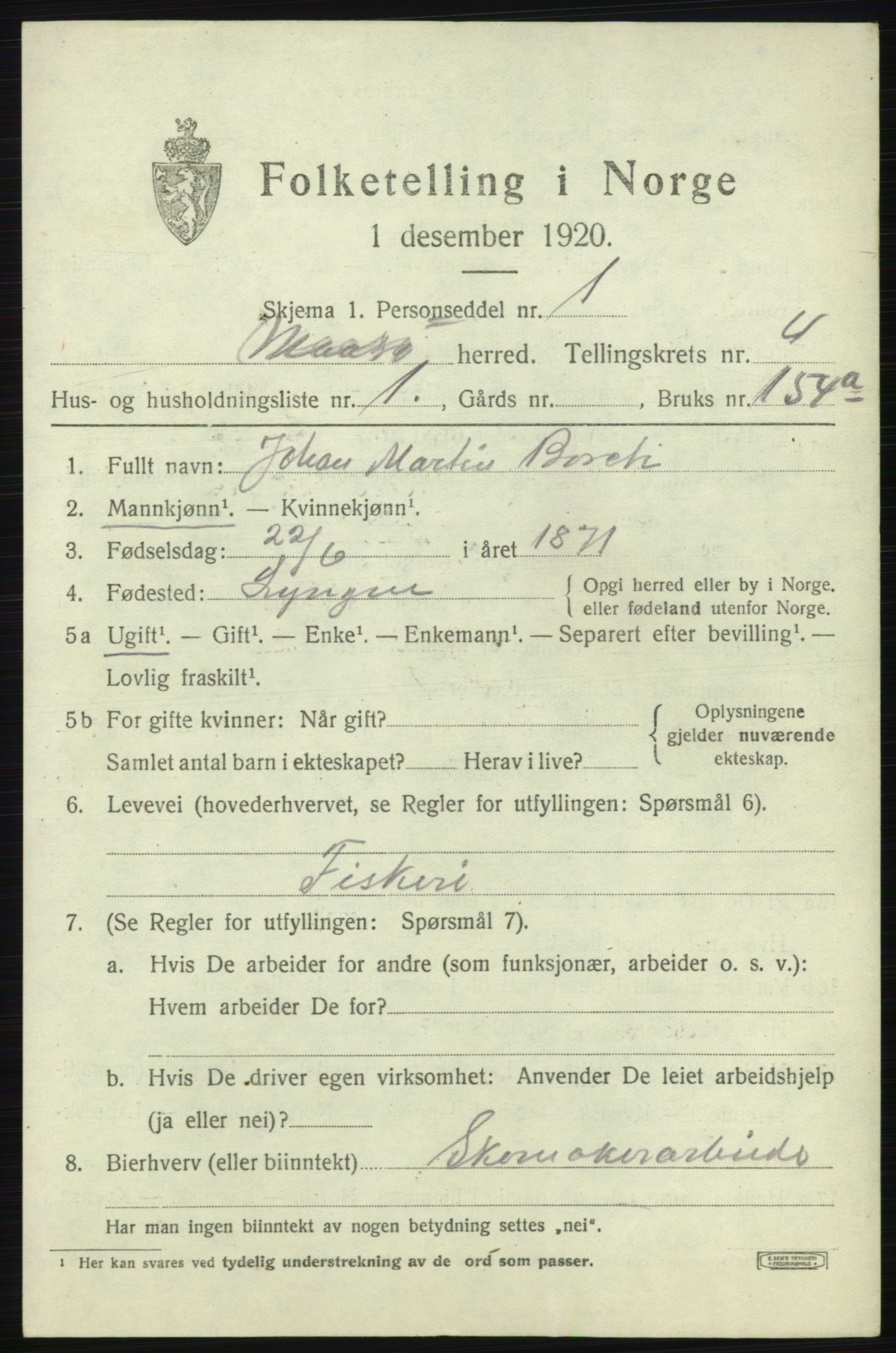 SATØ, 1920 census for Måsøy, 1920, p. 1818