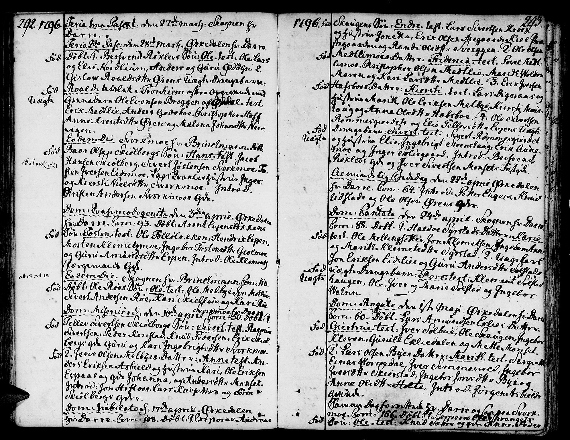 Ministerialprotokoller, klokkerbøker og fødselsregistre - Sør-Trøndelag, SAT/A-1456/668/L0802: Parish register (official) no. 668A02, 1776-1799, p. 292-293
