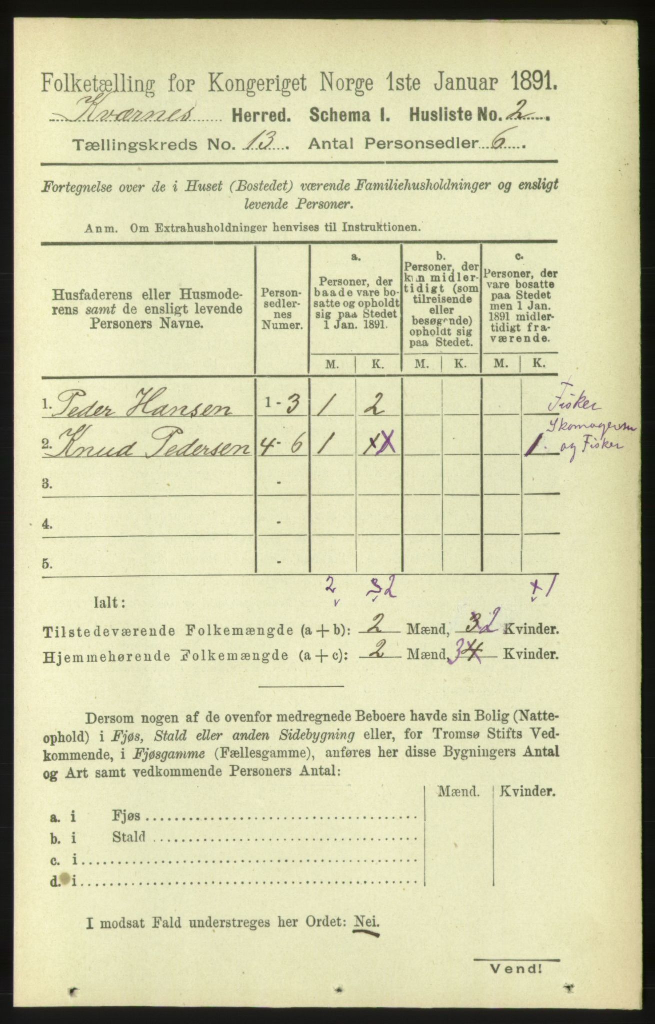 RA, 1891 census for 1553 Kvernes, 1891, p. 5386