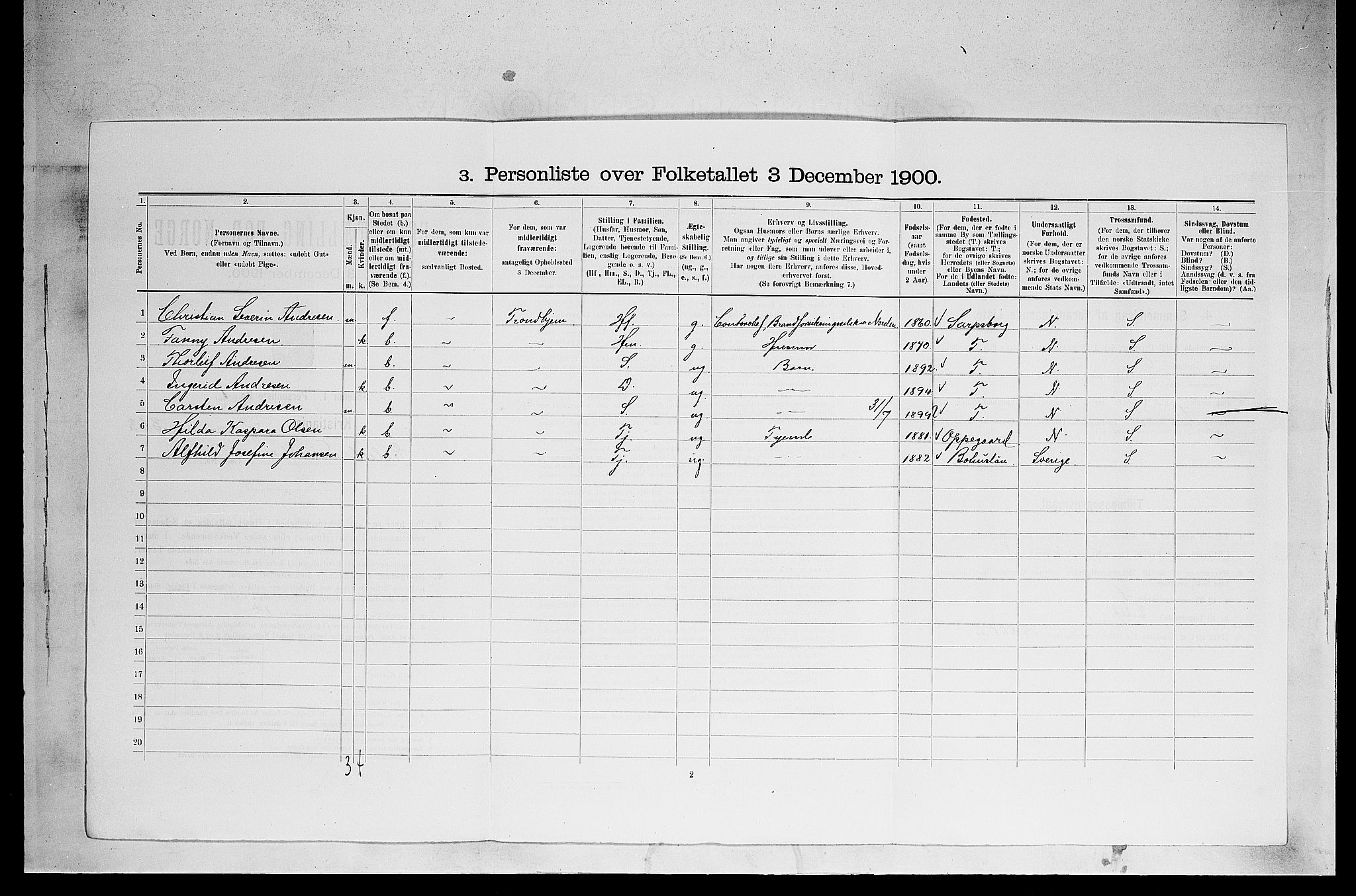 SAO, 1900 census for Kristiania, 1900, p. 18227