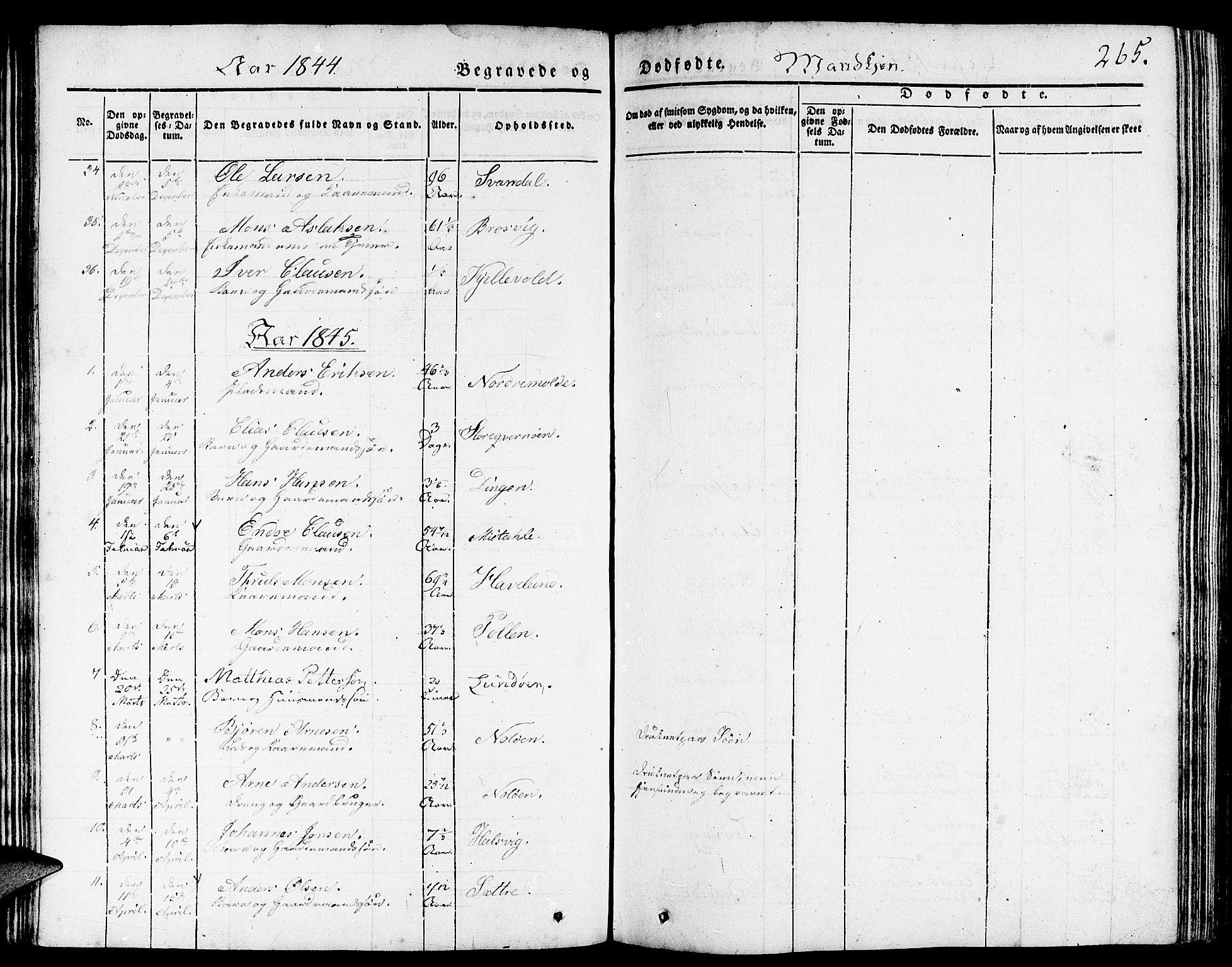 Gulen sokneprestembete, AV/SAB-A-80201/H/Haa/Haaa/L0020: Parish register (official) no. A 20, 1837-1847, p. 265