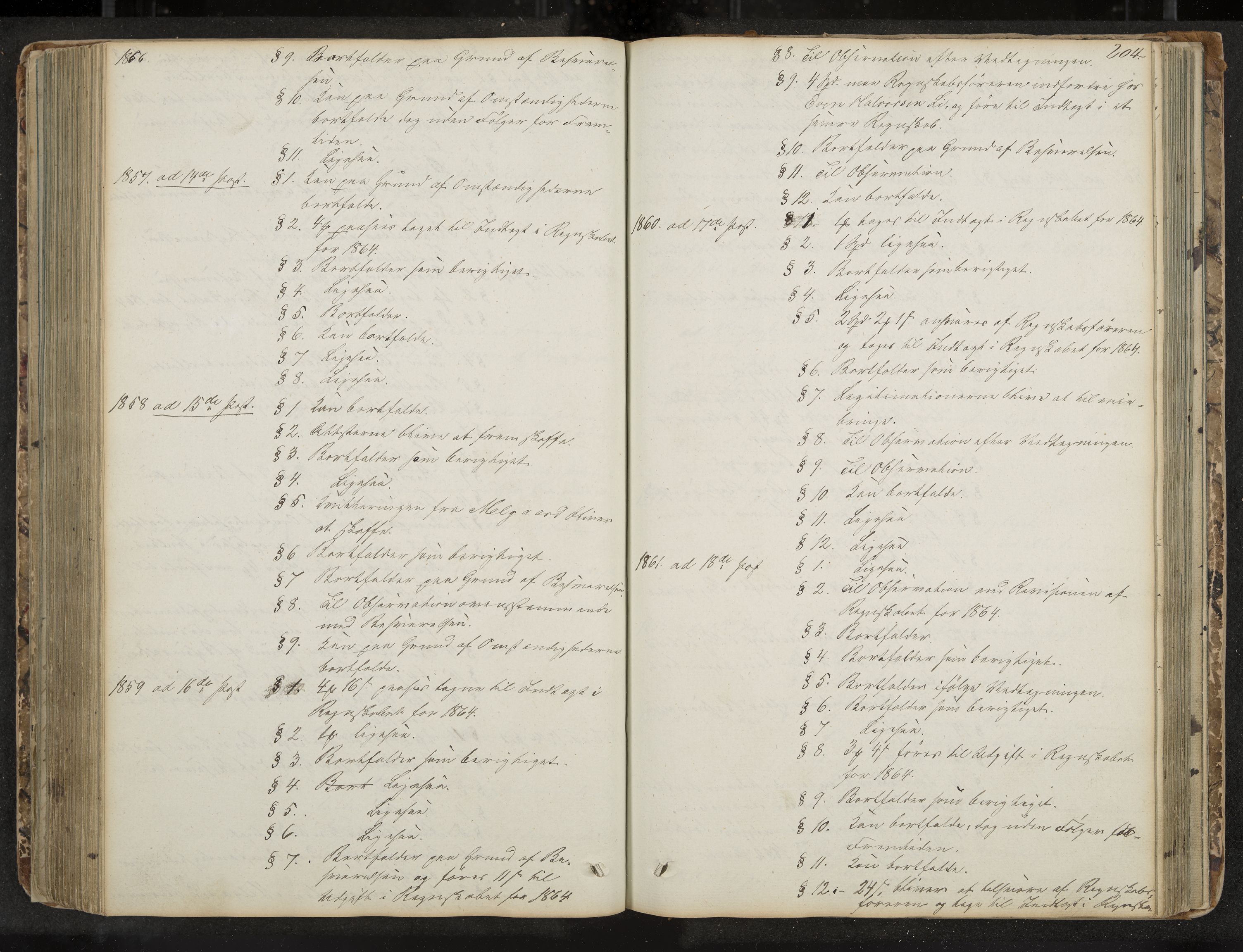 Seljord formannskap og sentraladministrasjon, IKAK/0828021/A/Aa/L0001: Møtebok med register, 1838-1879, p. 204