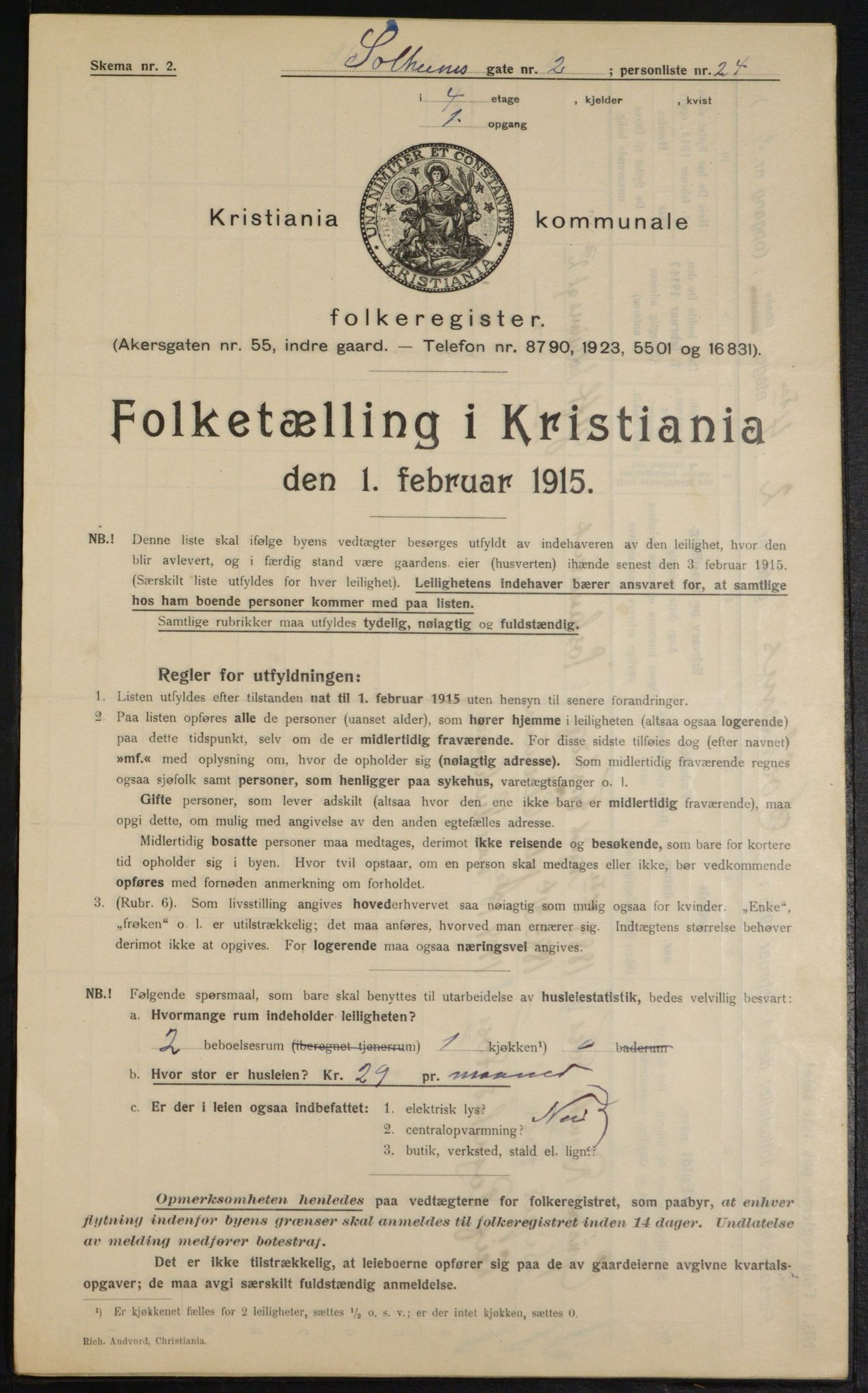 OBA, Municipal Census 1915 for Kristiania, 1915, p. 99390