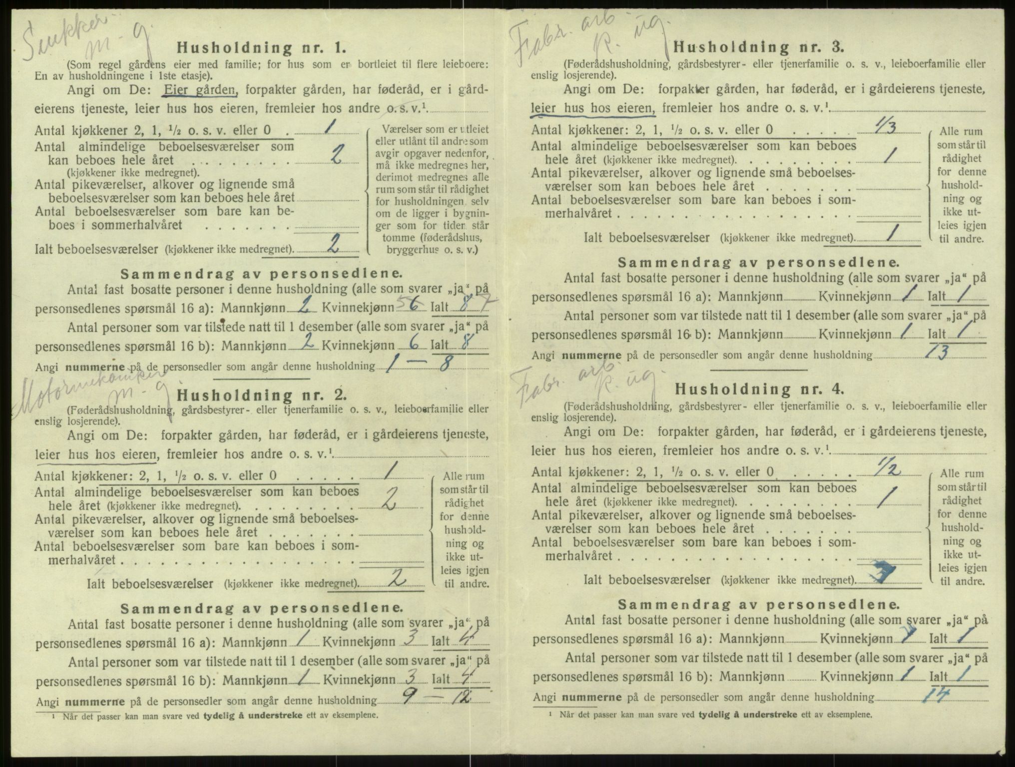 SAB, 1920 census for Haus, 1920, p. 1181