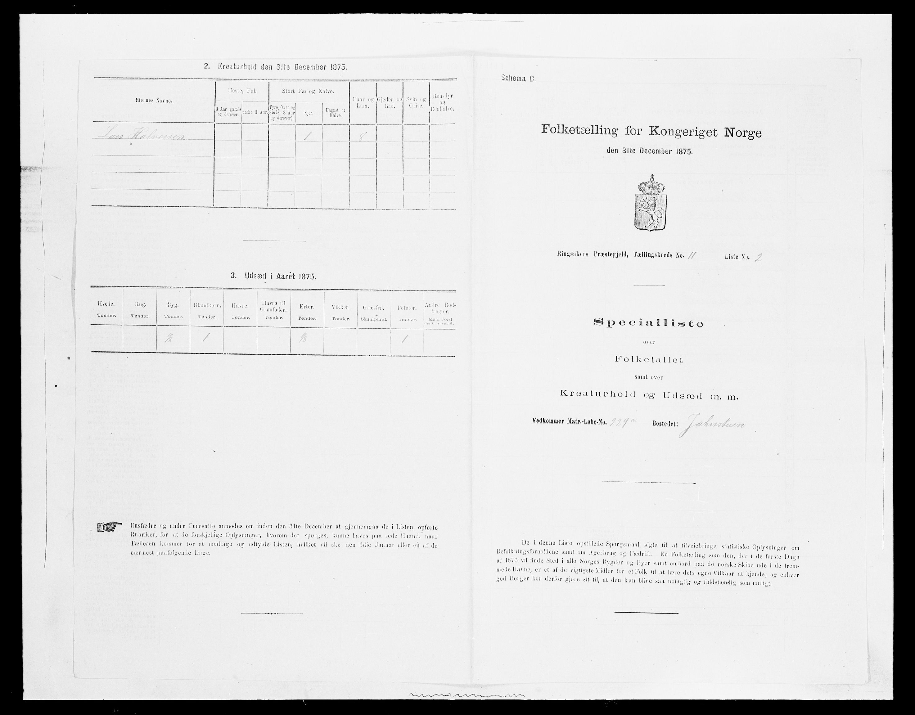 SAH, 1875 census for 0412P Ringsaker, 1875, p. 2370