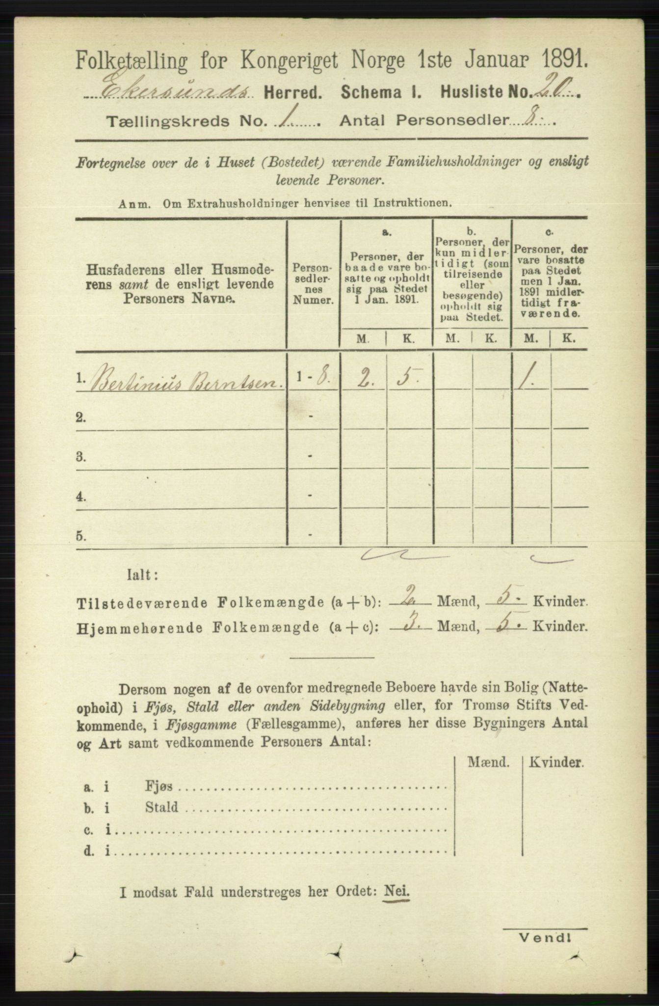RA, 1891 census for 1116 Eigersund herred, 1891, p. 41